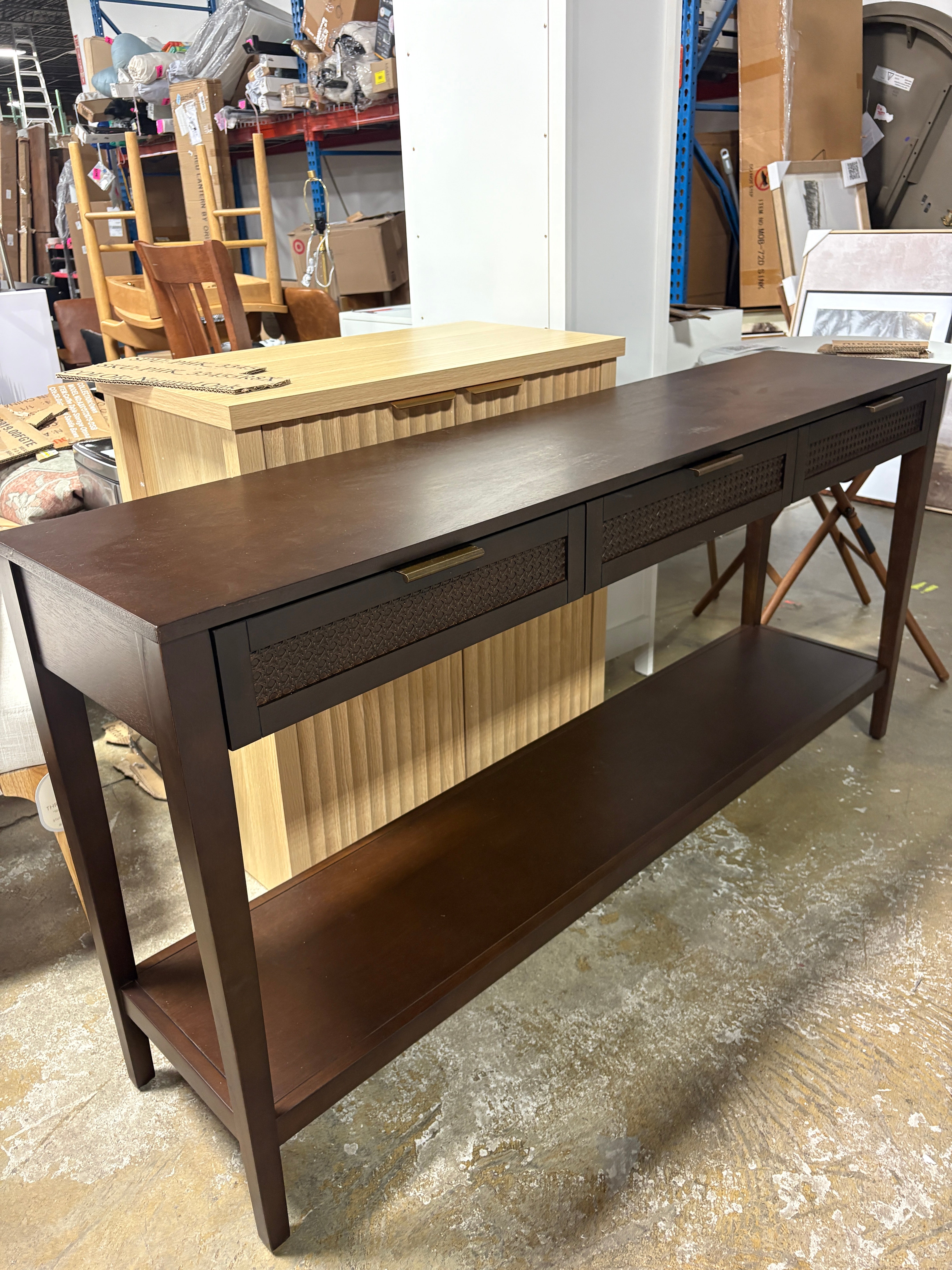 East Bluff Woven Drawer Console Table SHOWROOM ITEM