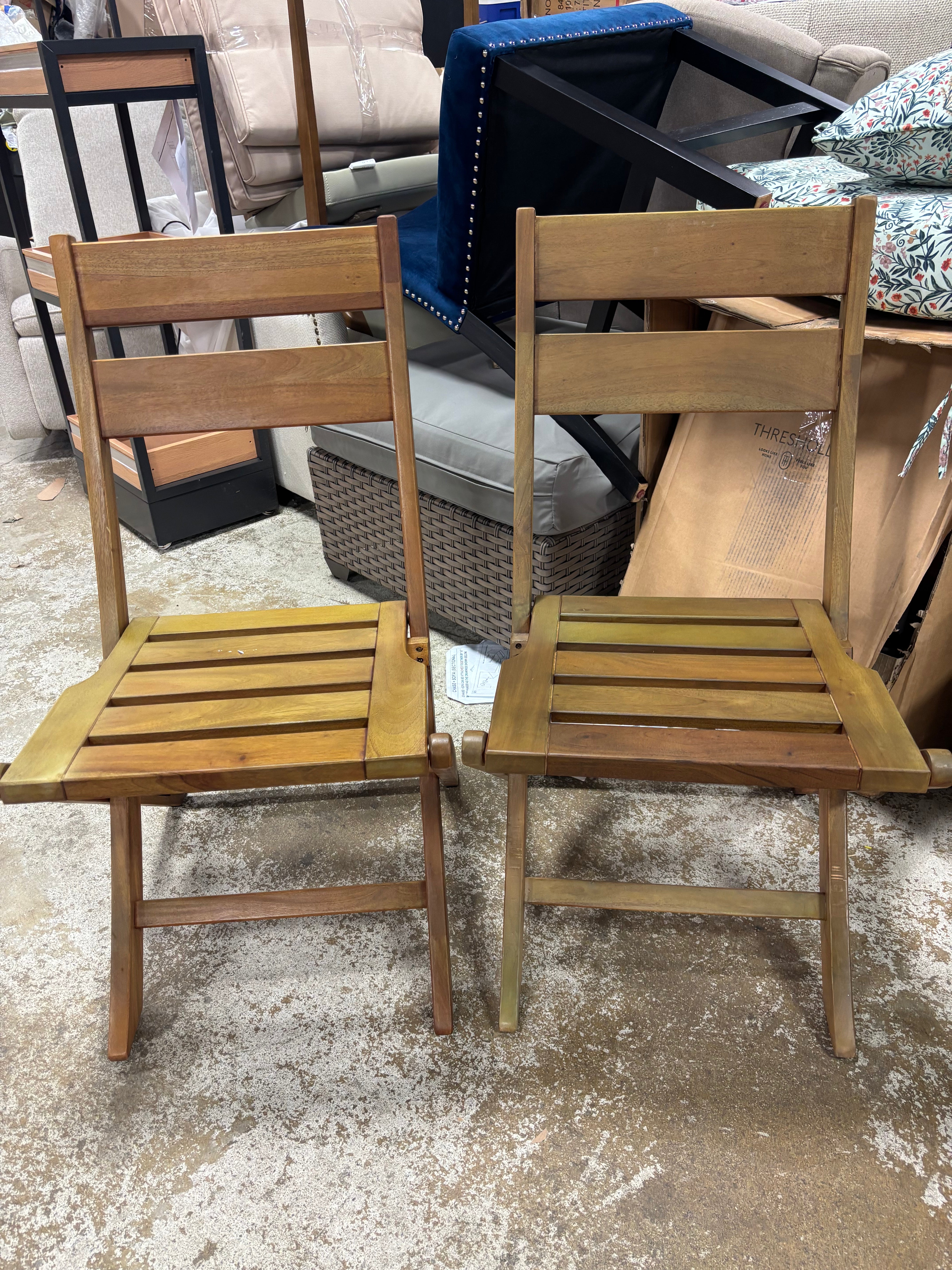 (Set of 2) Ferron Wood Outdoor Portable Sport Chairs SHOWROOM ITEM