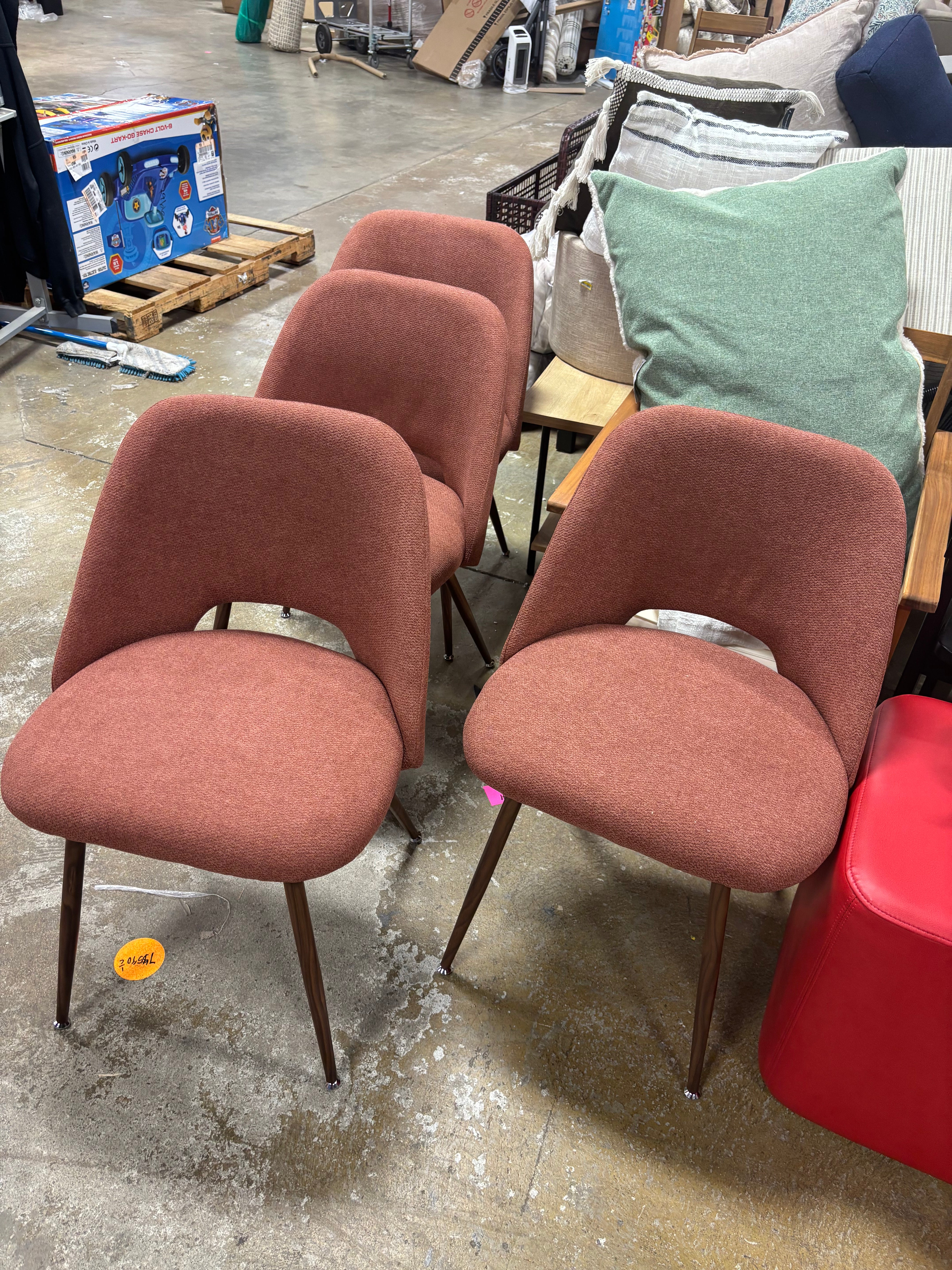 (Set of 4) Modern Fabric Dining Chairs With Curved Back - Terra SHOWROOM ITEM