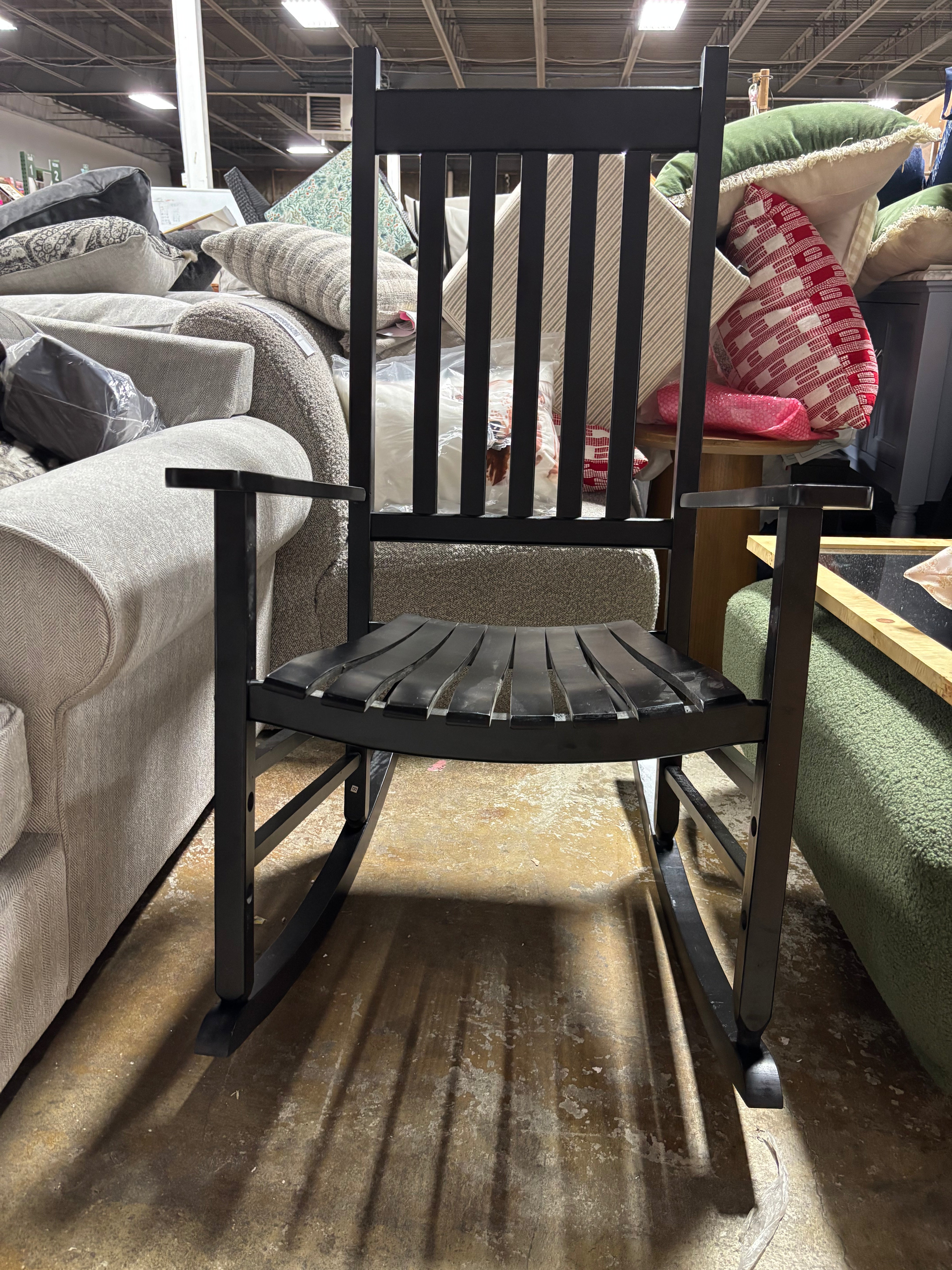 Outdoor Wooden Rocking Chair with High Back - Black SHOWROOM ITEM