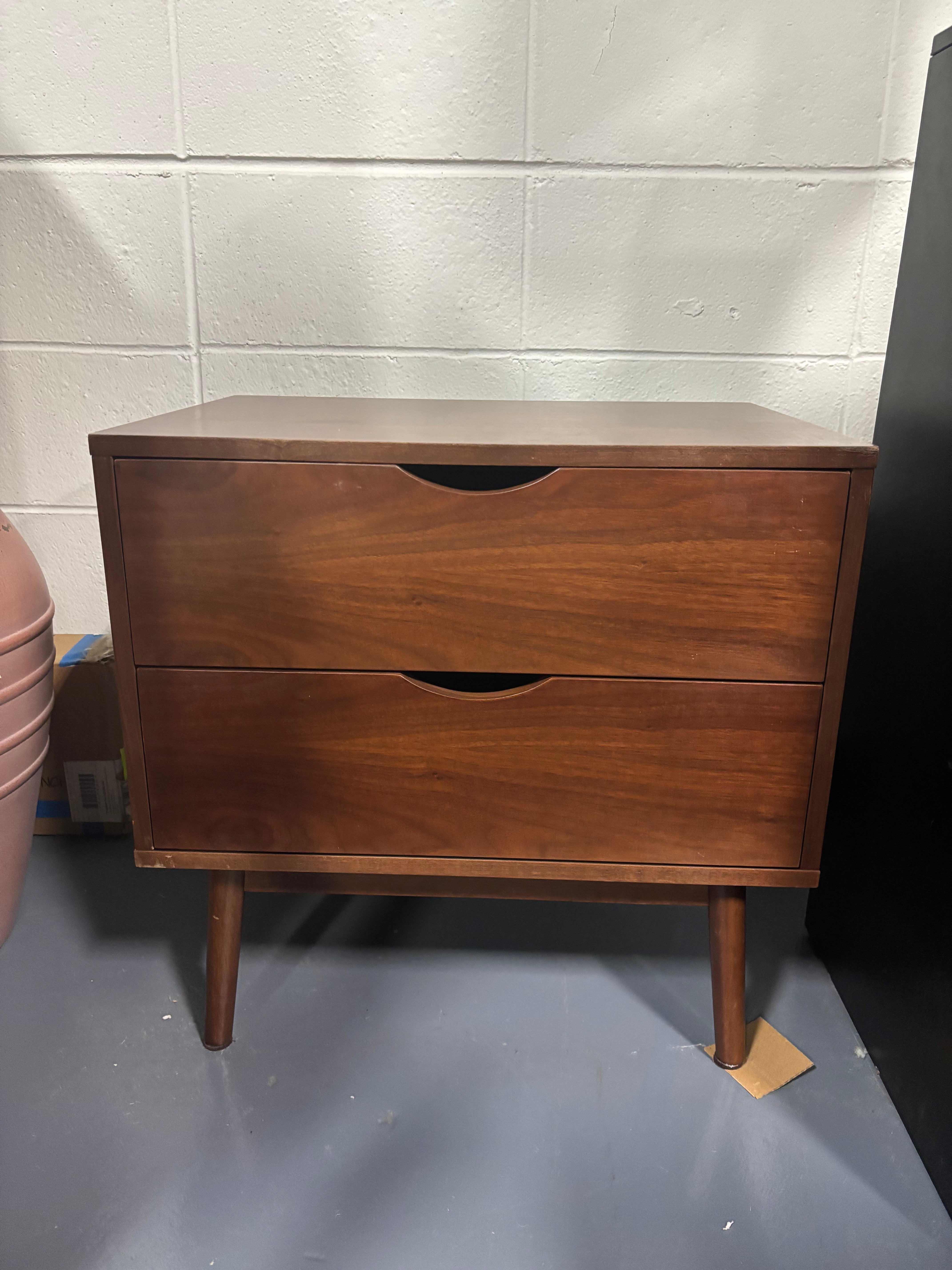Indra 2-Drawer Nightstand - Walnut SHOWROOM ITEM