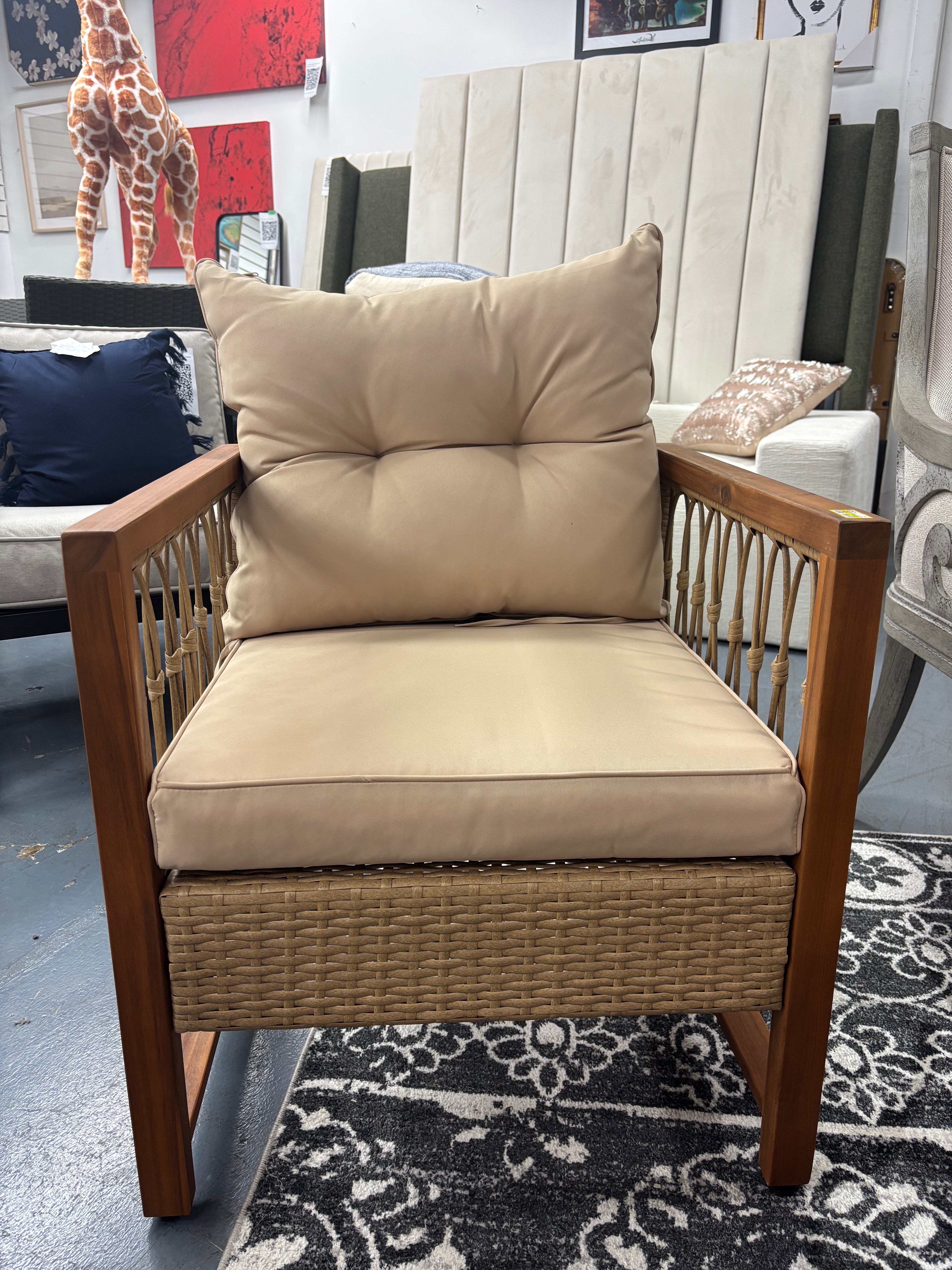1pc Costway Patio Conversation Chair - Tan SHOWROOM ITEM
