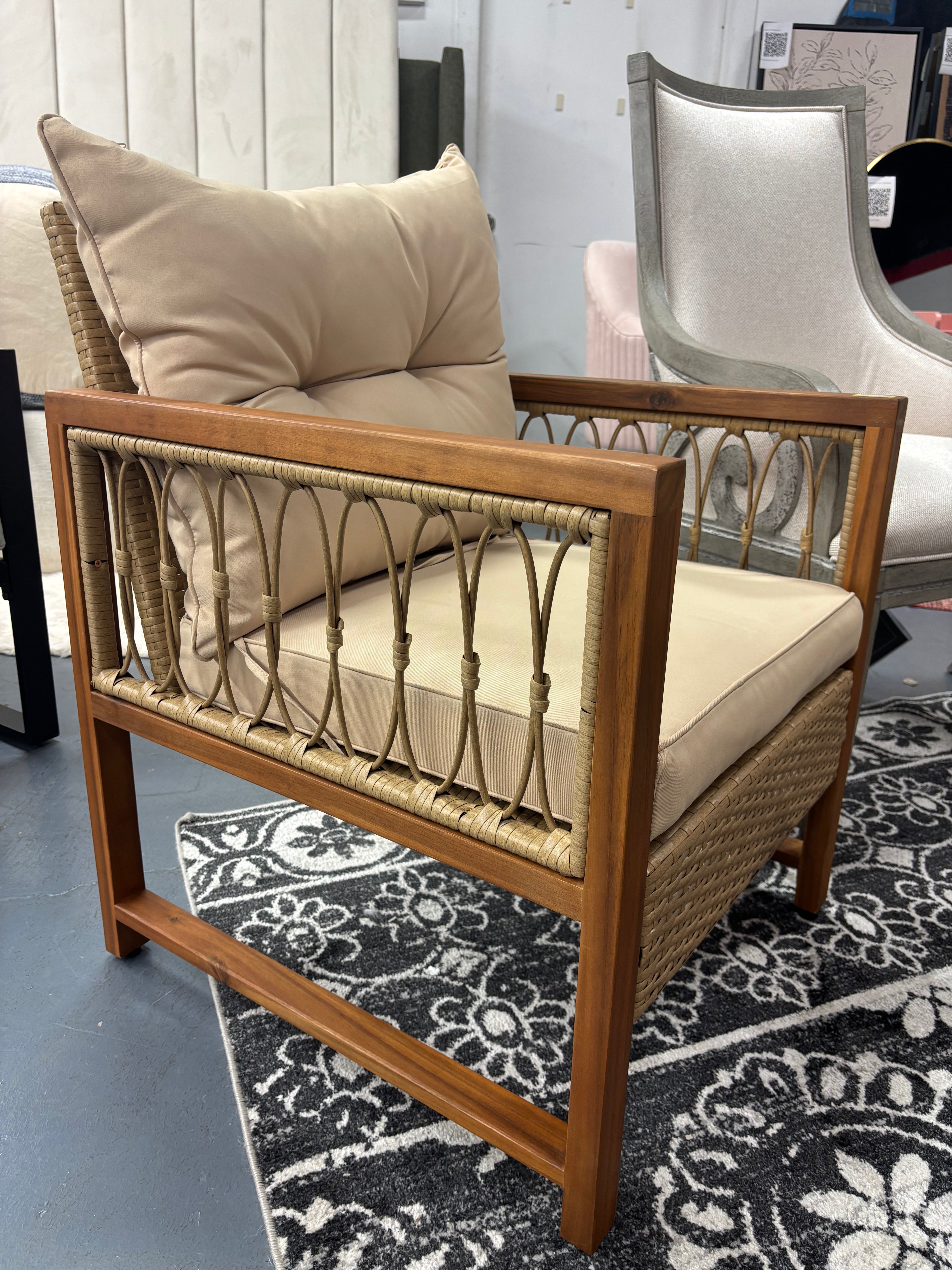 1pc Costway Patio Conversation Chair - Tan SHOWROOM ITEM