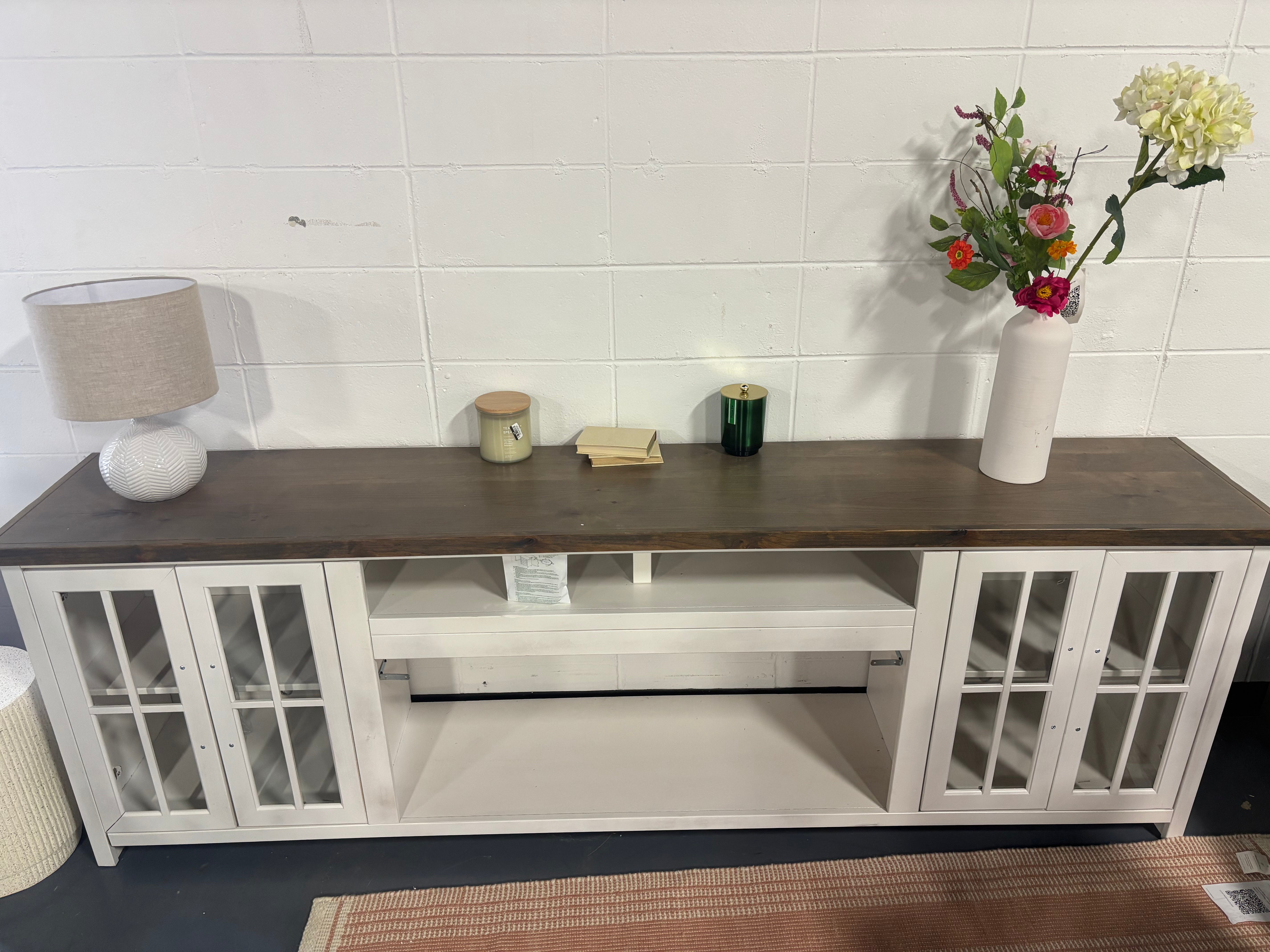 Hampton 97" Fireplace TV Stand Console - White SHOWROOM ITEM