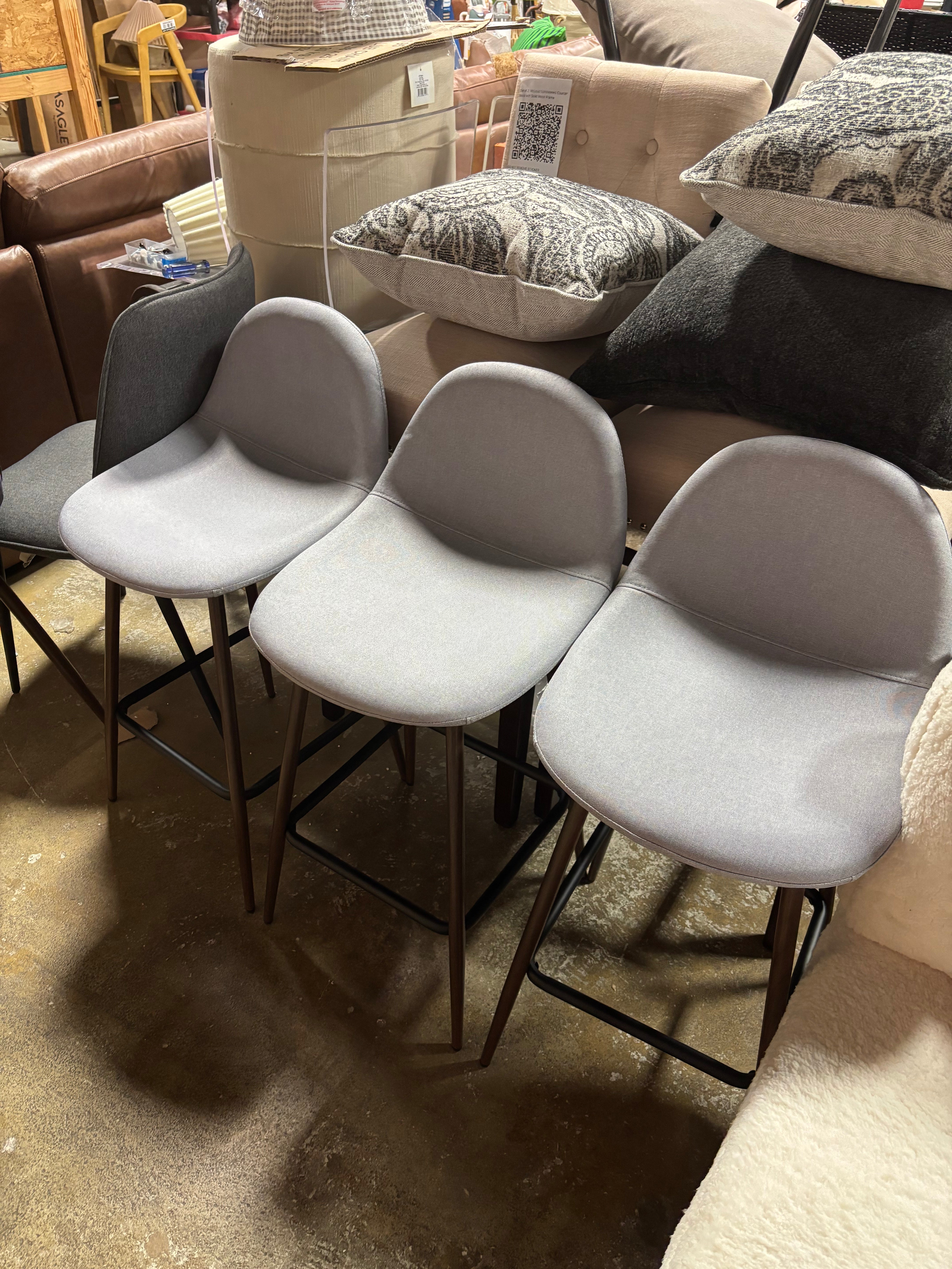 (Set of 3) Copley Counter Height Barstool - Light Gray SHOWROOM ITEM