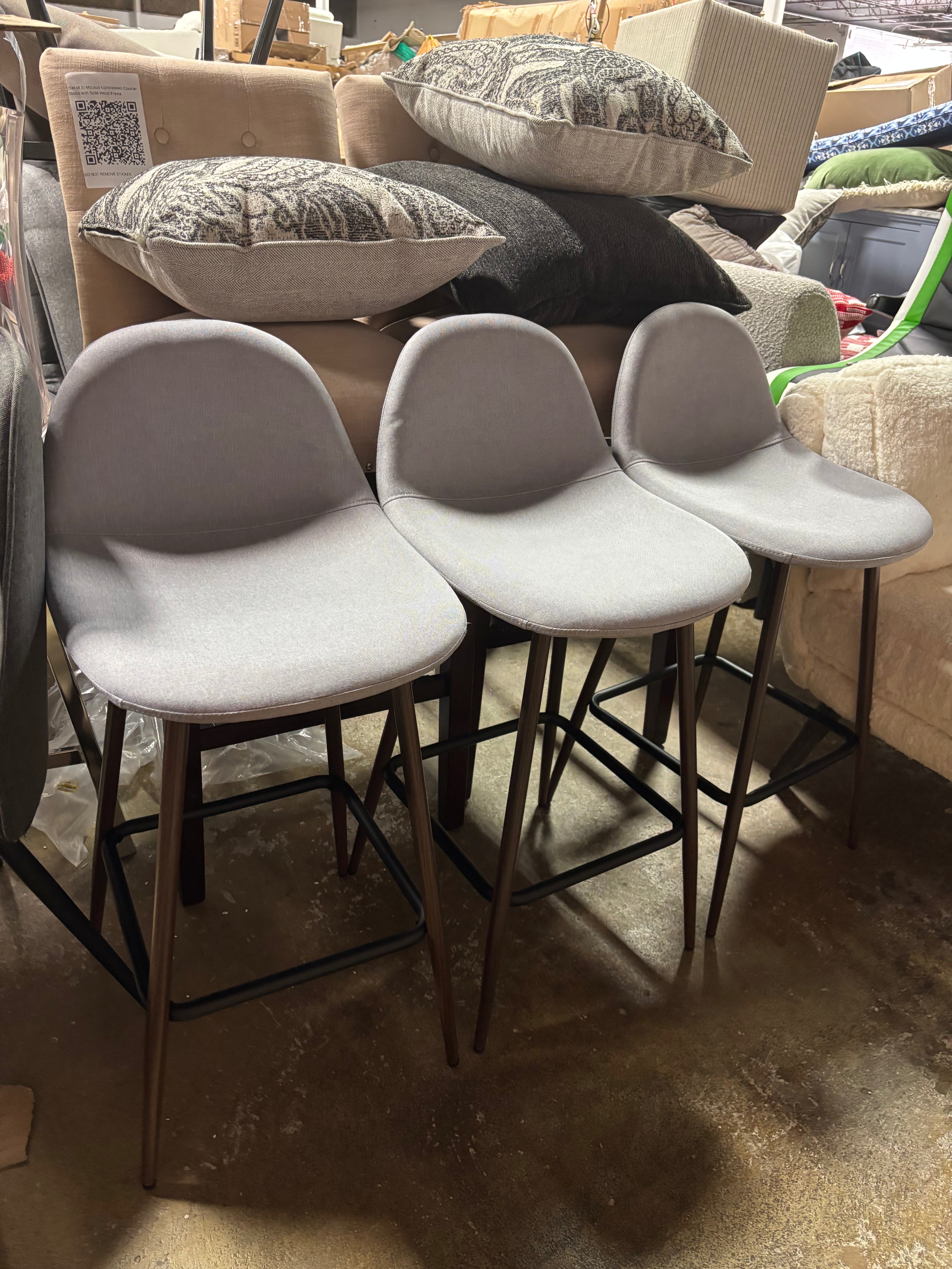 (Set of 3) Copley Counter Height Barstool - Light Gray SHOWROOM ITEM
