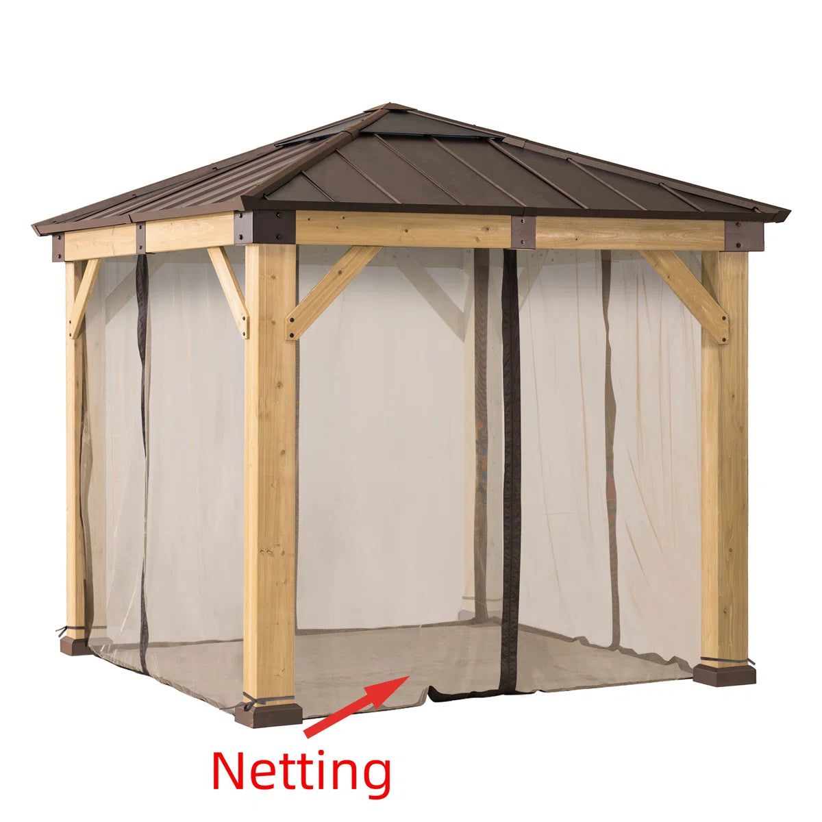 Universal Mosquito Netting for Wood Framed Gazebos 4-Panels Sidewall netting  (Only netting)
