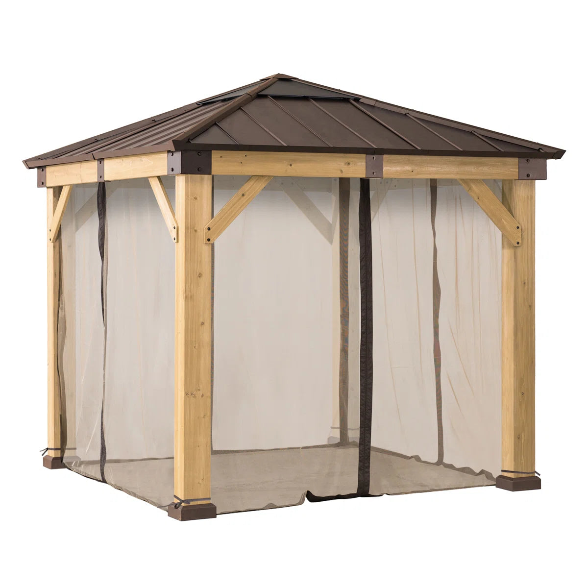 Universal Mosquito Netting for Wood Framed Gazebos 4-Panels Sidewall netting  (Only netting)