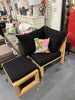 2pc Benson Patio Corner Chair and Ottoman - Black SHOWROOM ITEM