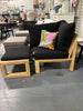 2pc Benson Patio Corner Chair and Ottoman - Black SHOWROOM ITEM