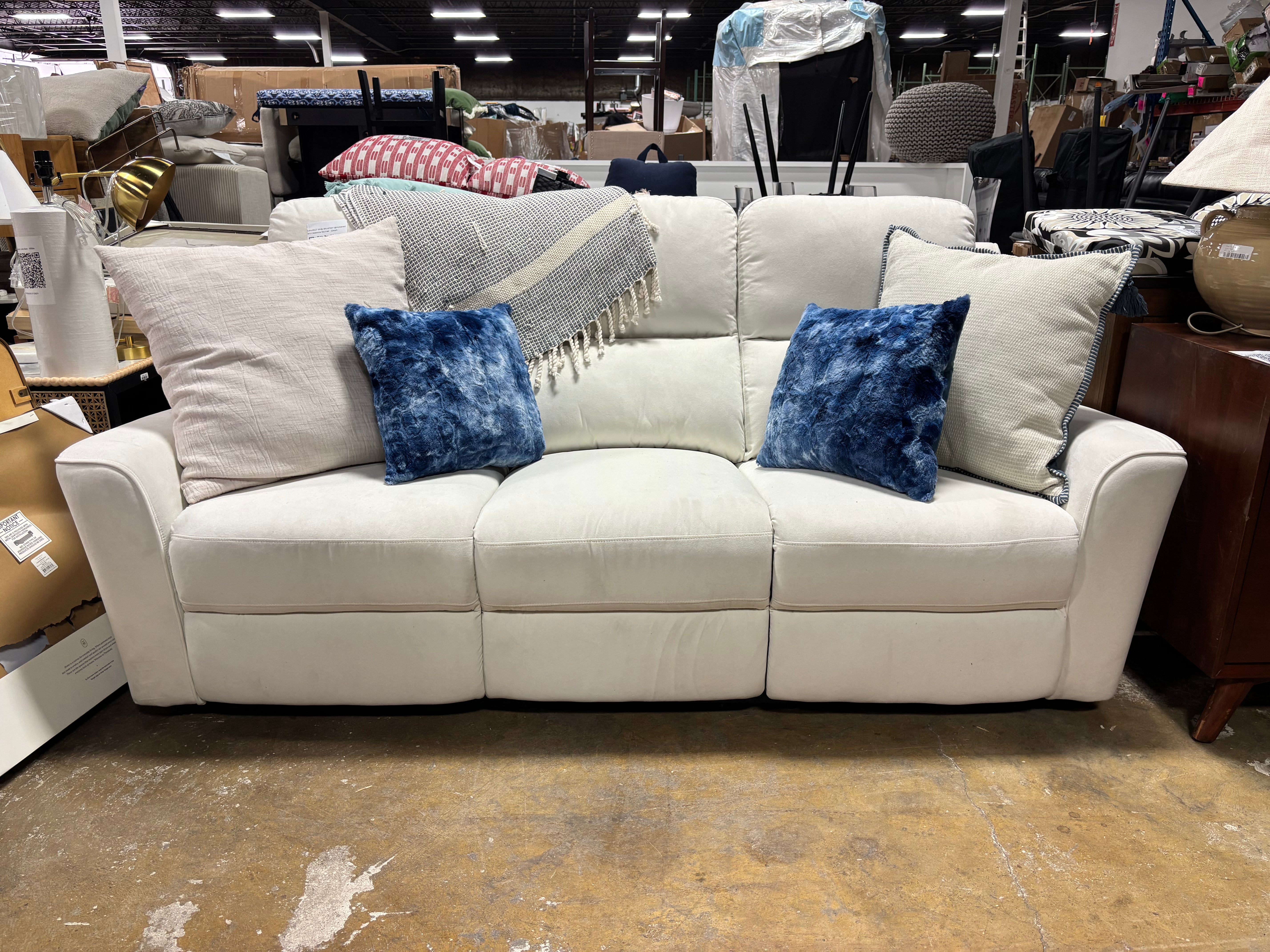 Outre 86.2" Wide Microfiber Upholstered Zero Clearance Recliner - Cream SHOWROOM ITEM