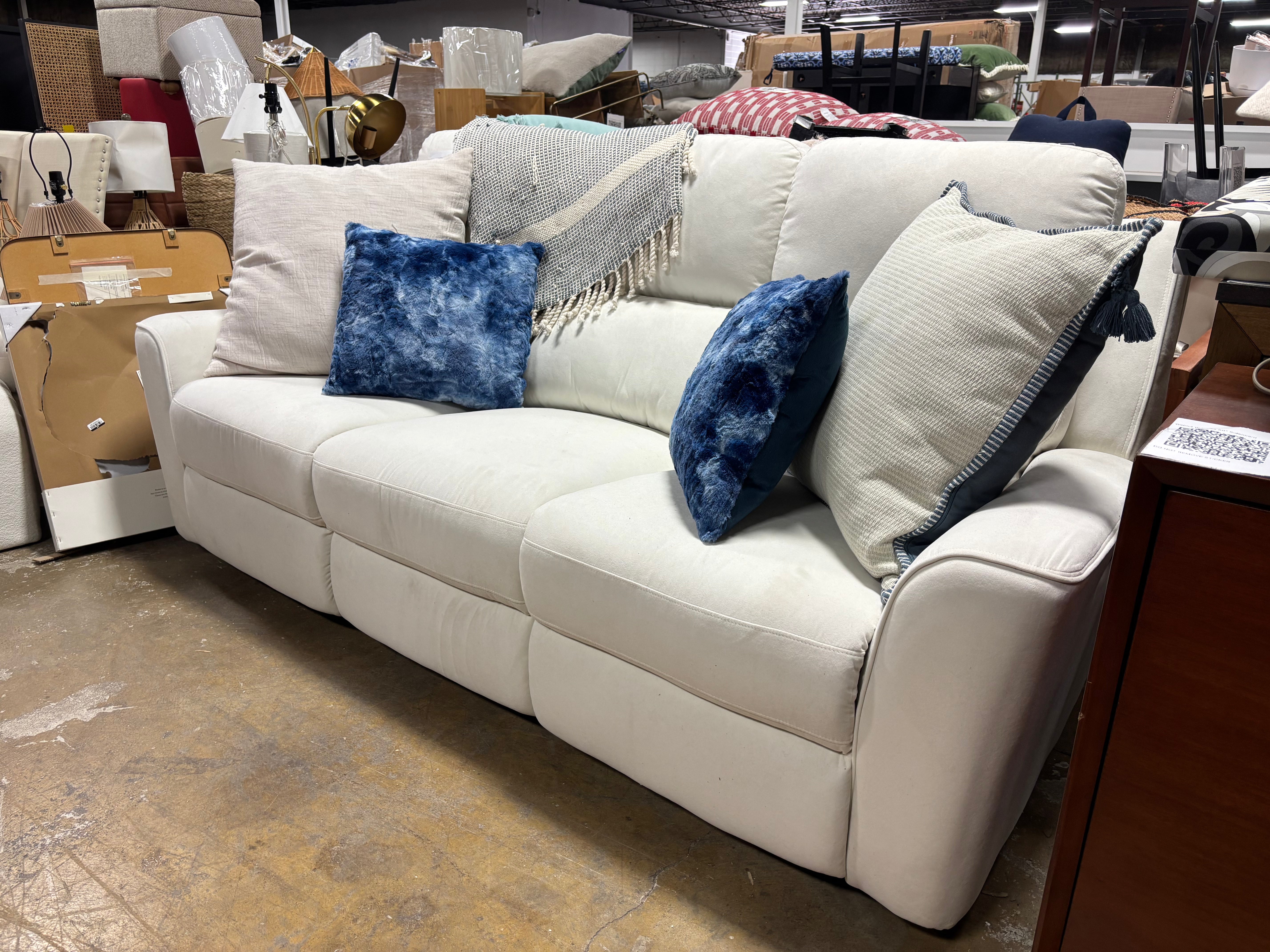 Outre 86.2" Wide Microfiber Upholstered Zero Clearance Recliner - Cream SHOWROOM ITEM