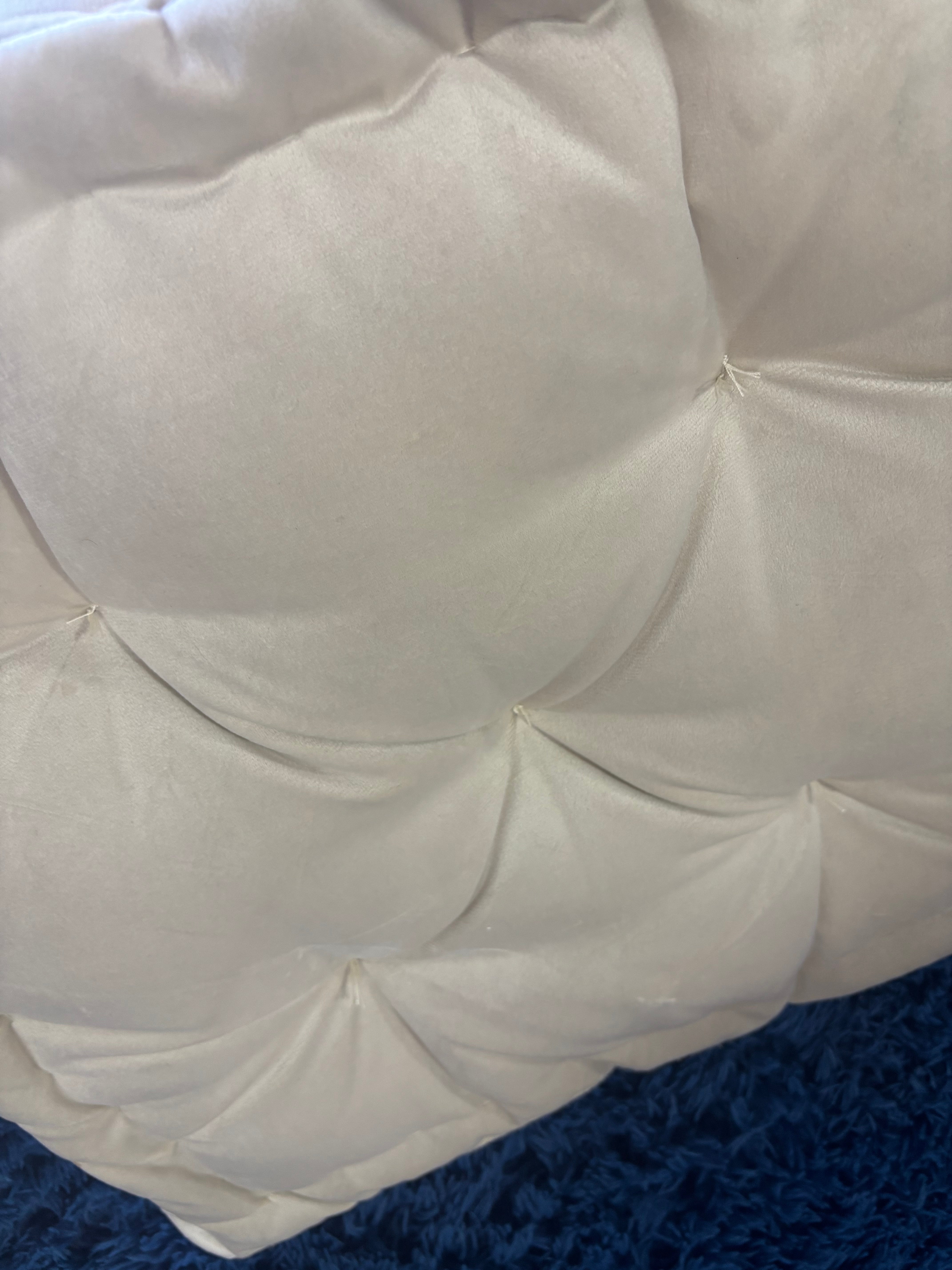 20"x20" Oversized Square Tufted Floor Pillow in Faux Velvet Fabric - Ivory SHOWROOM ITEM