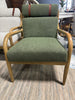 Boucle Upholstered Wood Accent Arm Chair - Olive Green SHOWROOM ITEM