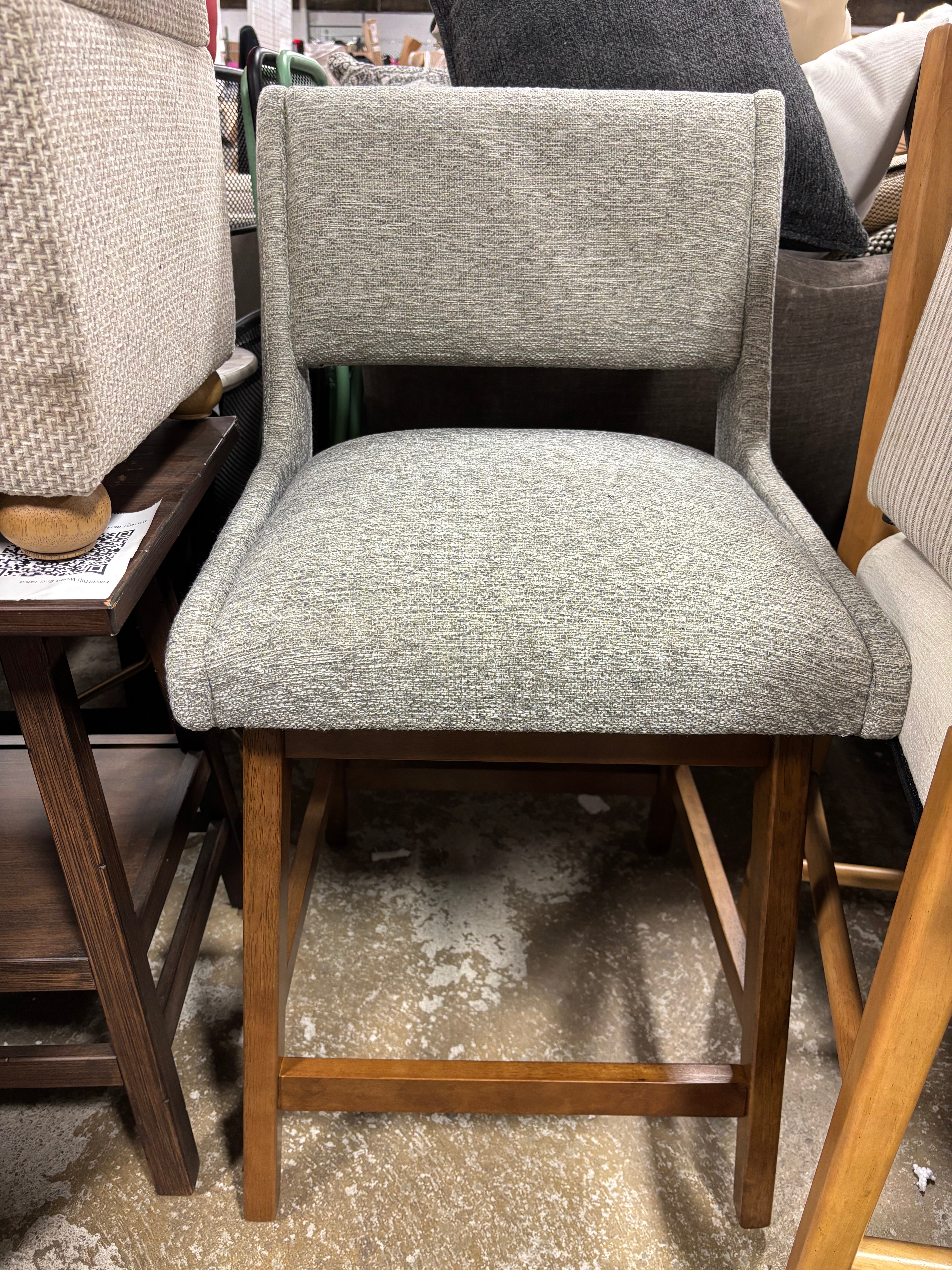 1pc Boomerang Upholstered Counter Height Barstool - Light Gray SHOWROOM ITEM