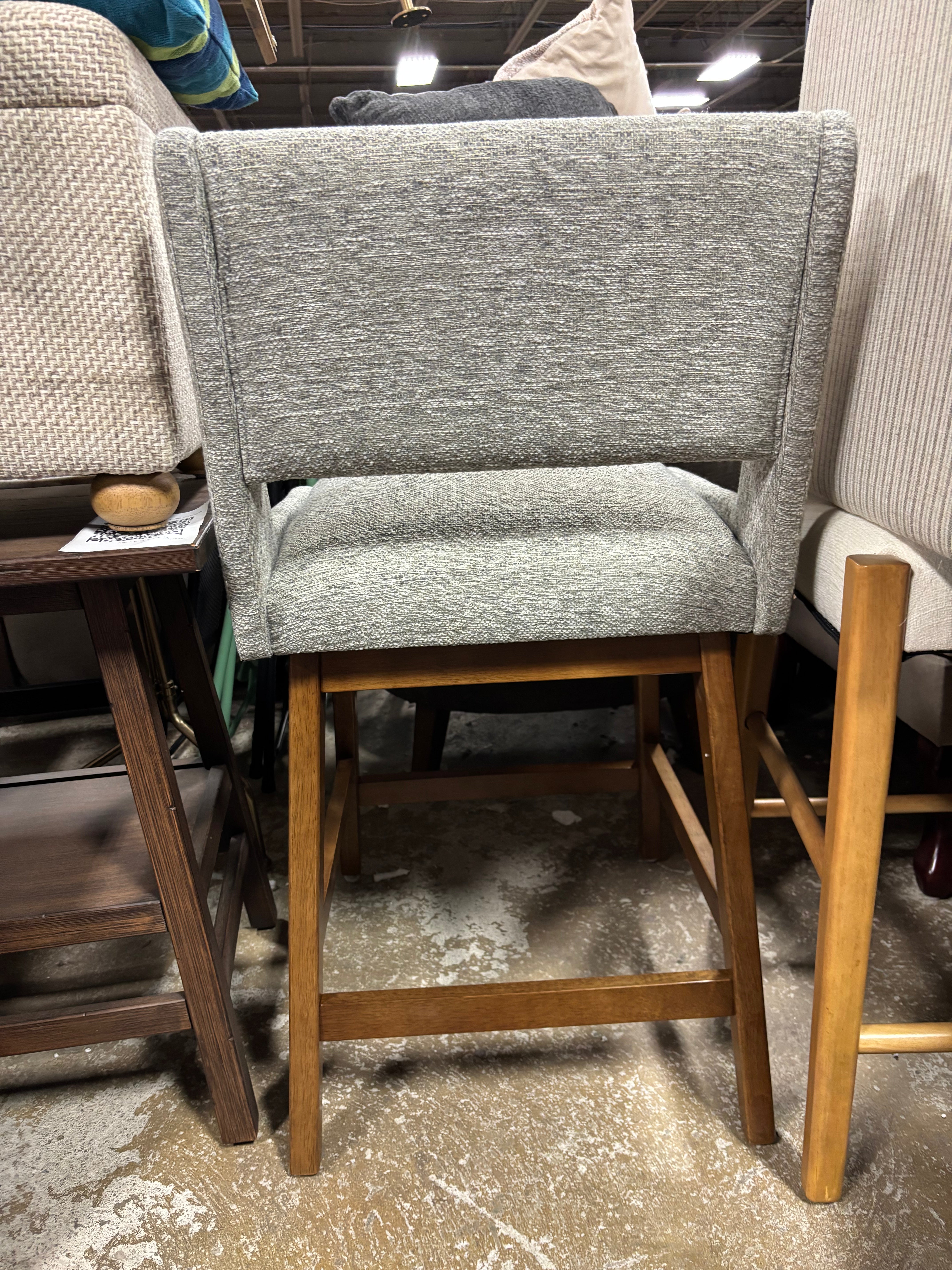 1pc Boomerang Upholstered Counter Height Barstool - Light Gray SHOWROOM ITEM