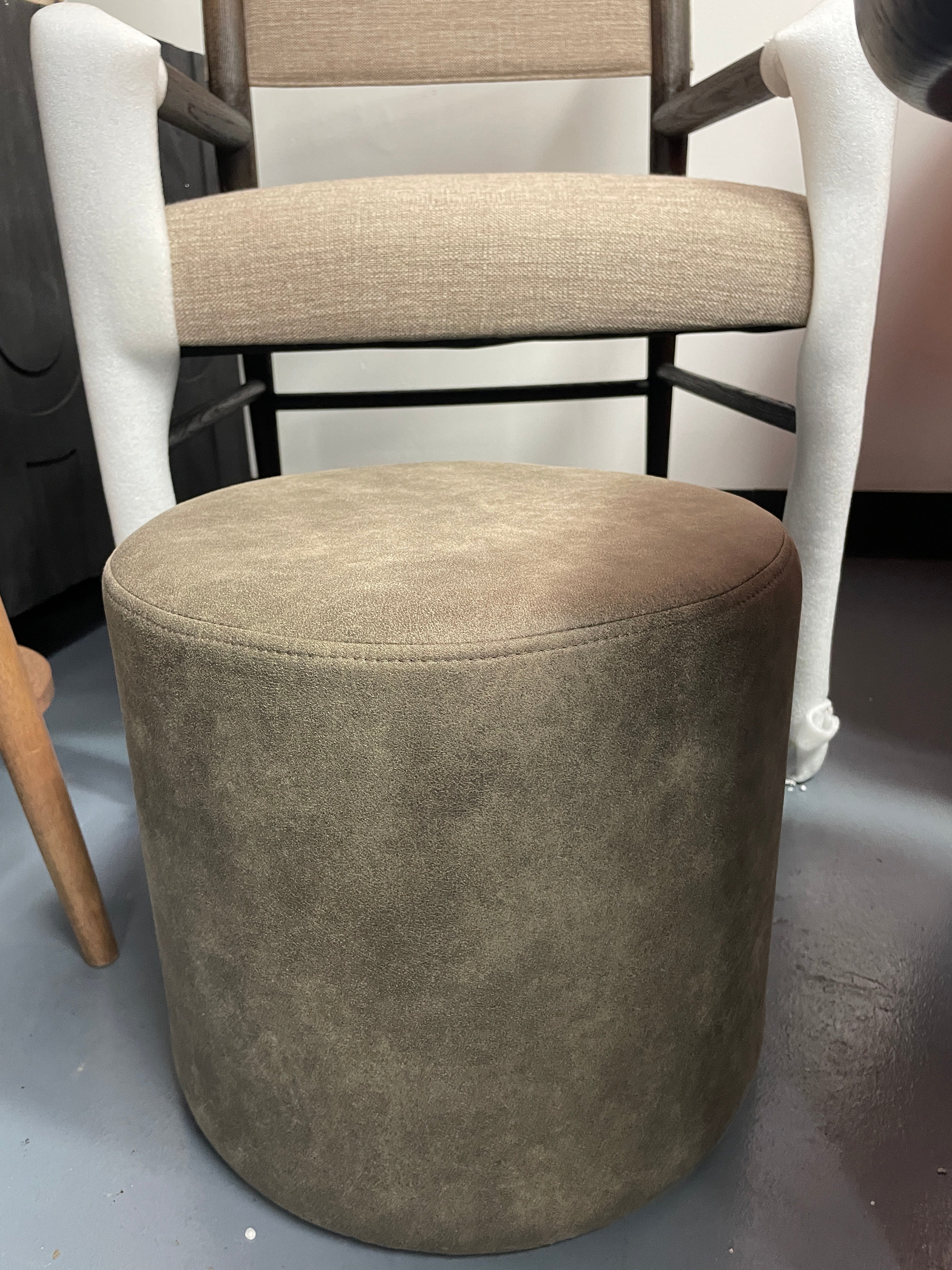 Round Upholstered Ottoman SHOWROOM ONLY ITEM