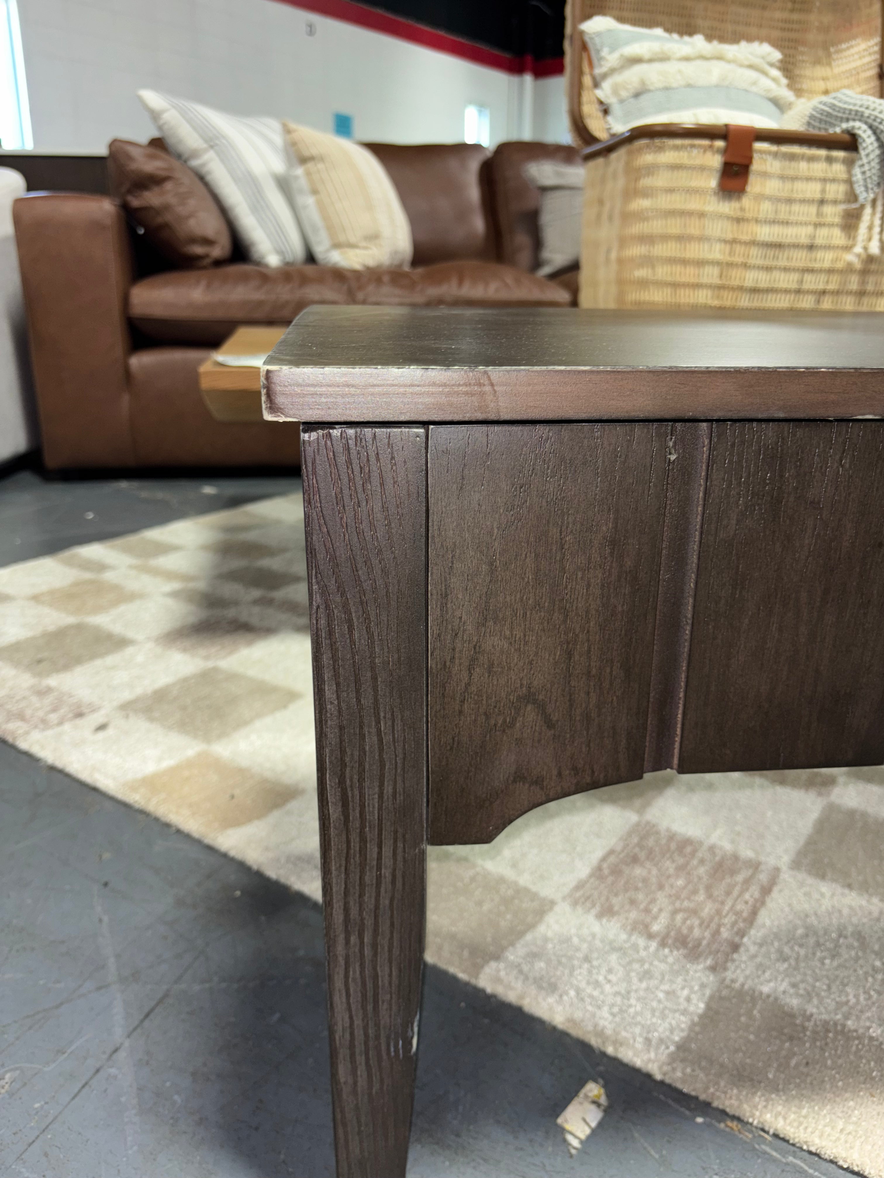 46" Palma Wood Base Storage Ottoman - Dark Brown SHOWROOM ITEM