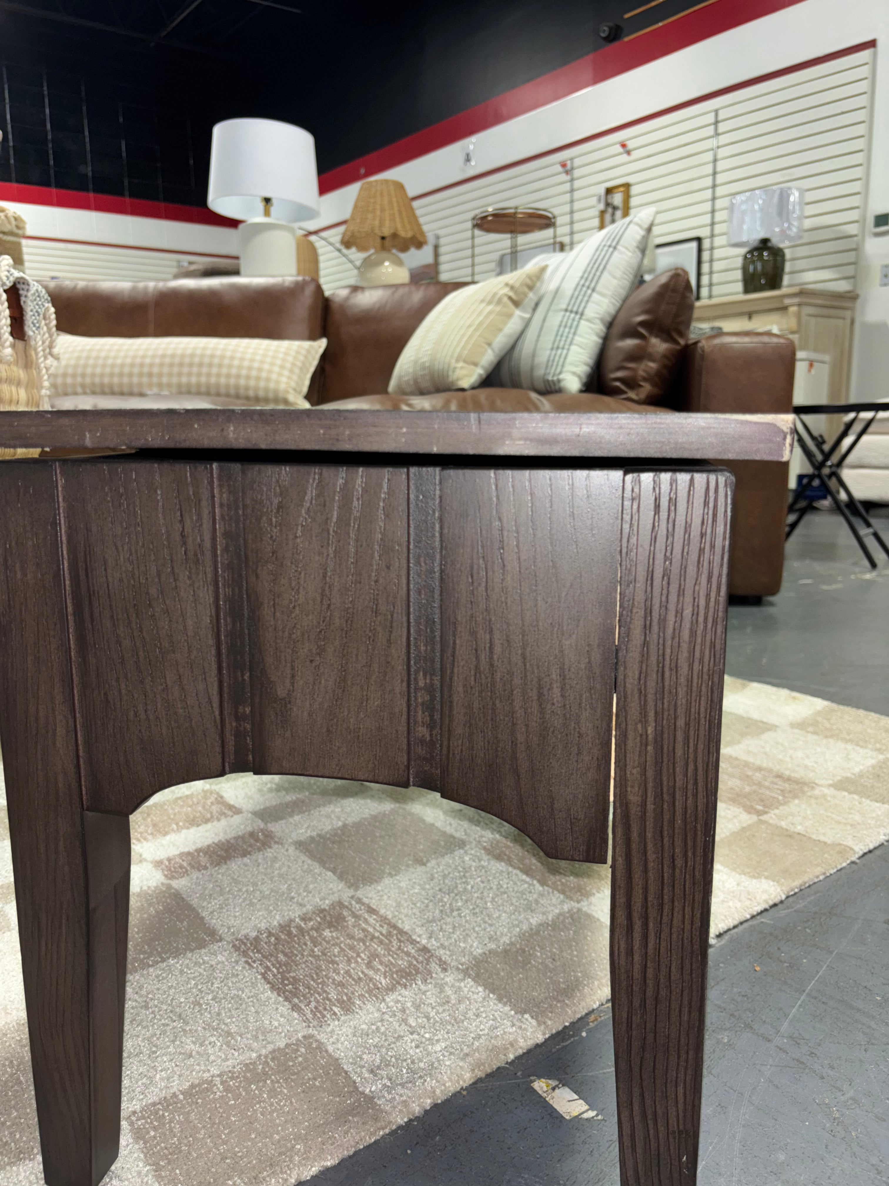 46" Palma Wood Base Storage Ottoman - Dark Brown SHOWROOM ITEM