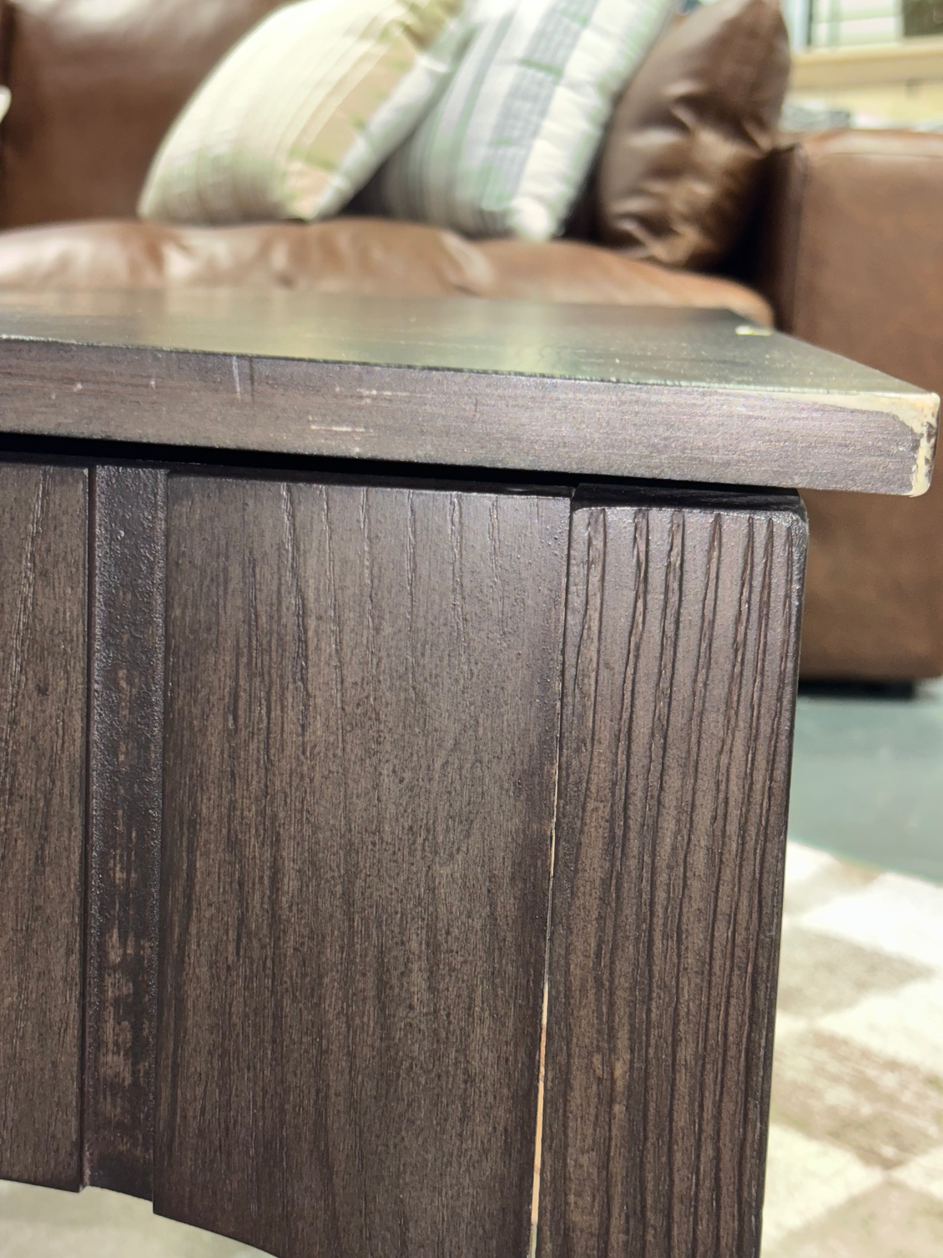 46" Palma Wood Base Storage Ottoman - Dark Brown SHOWROOM ITEM