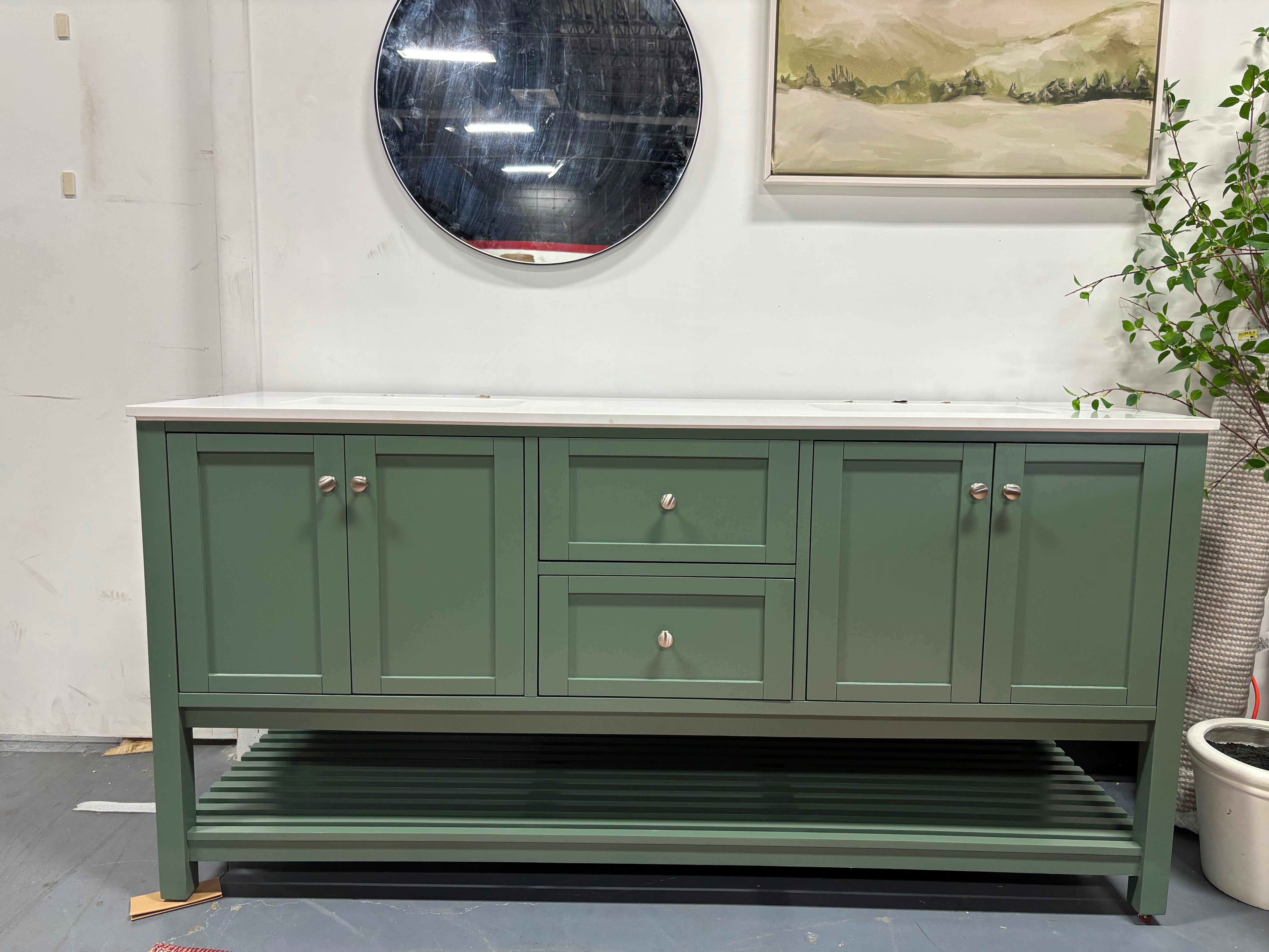 Binne 72'' Double Bathroom Vanity with Top - Sage Green SHOWROOM ITEM