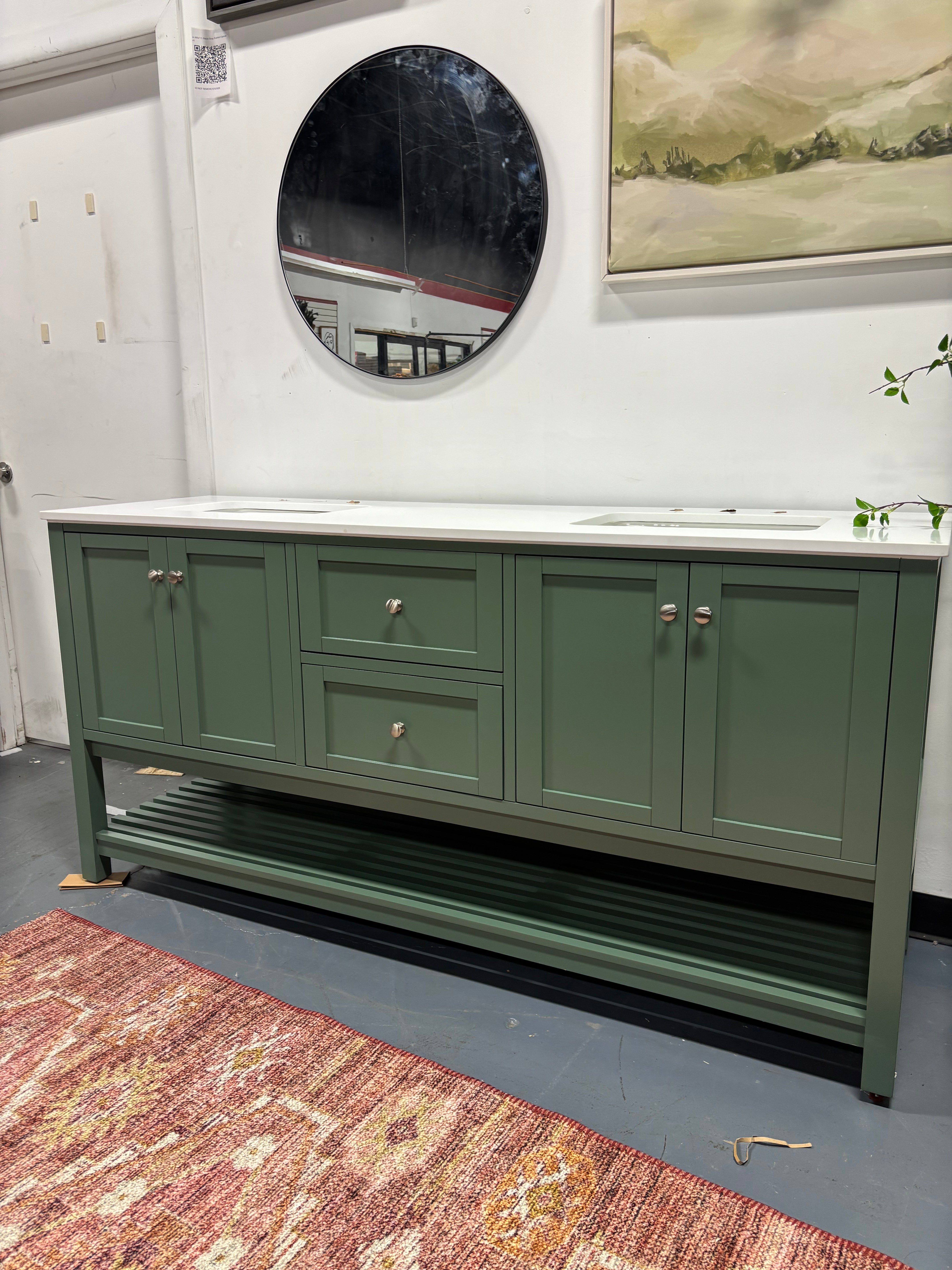 Binne 72'' Double Bathroom Vanity with Top - Sage Green SHOWROOM ITEM