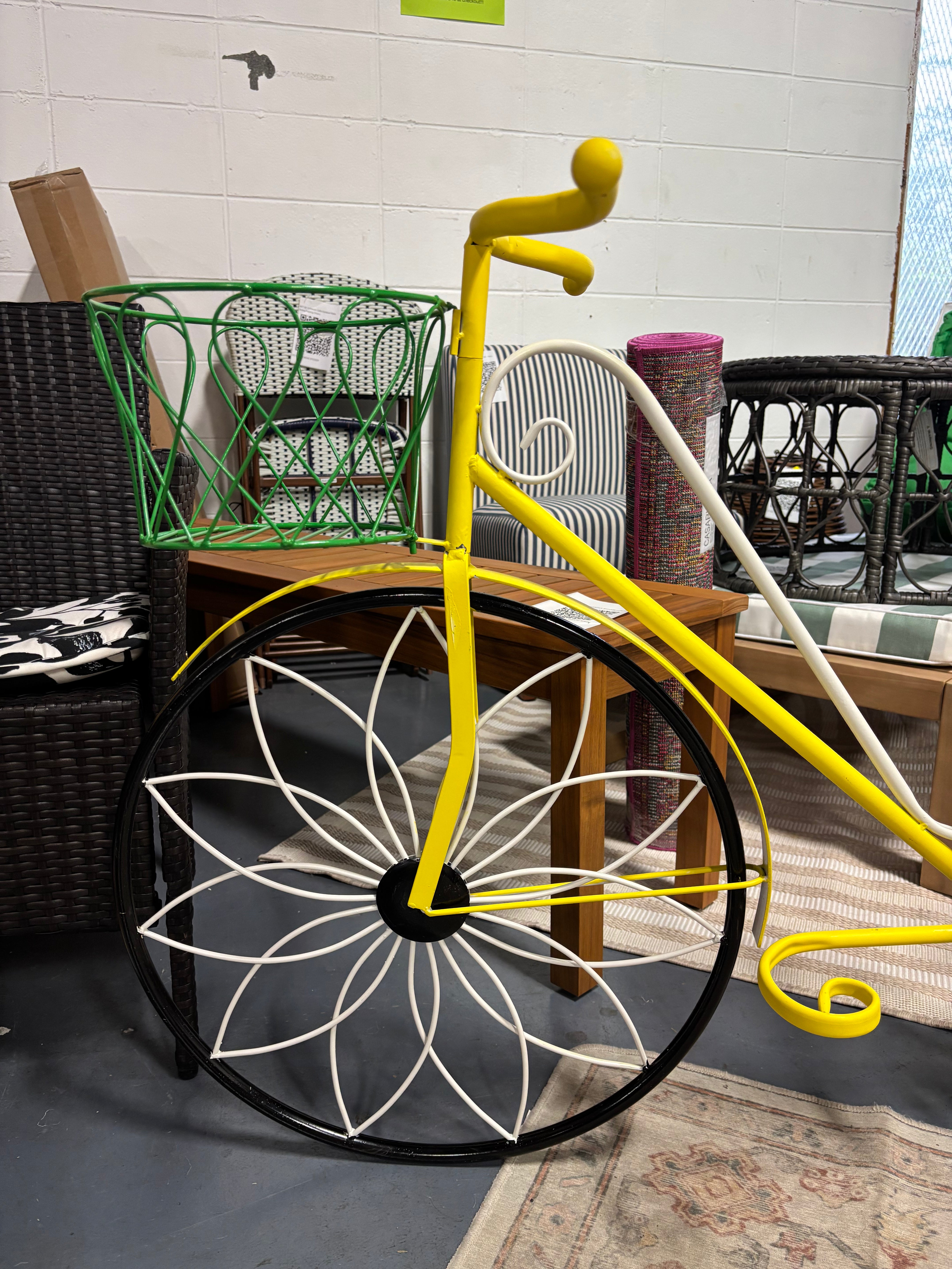 32" H x 54" W Litton Lane Yellow Metal Vintage Plantstand SHOWROOM ITEM
