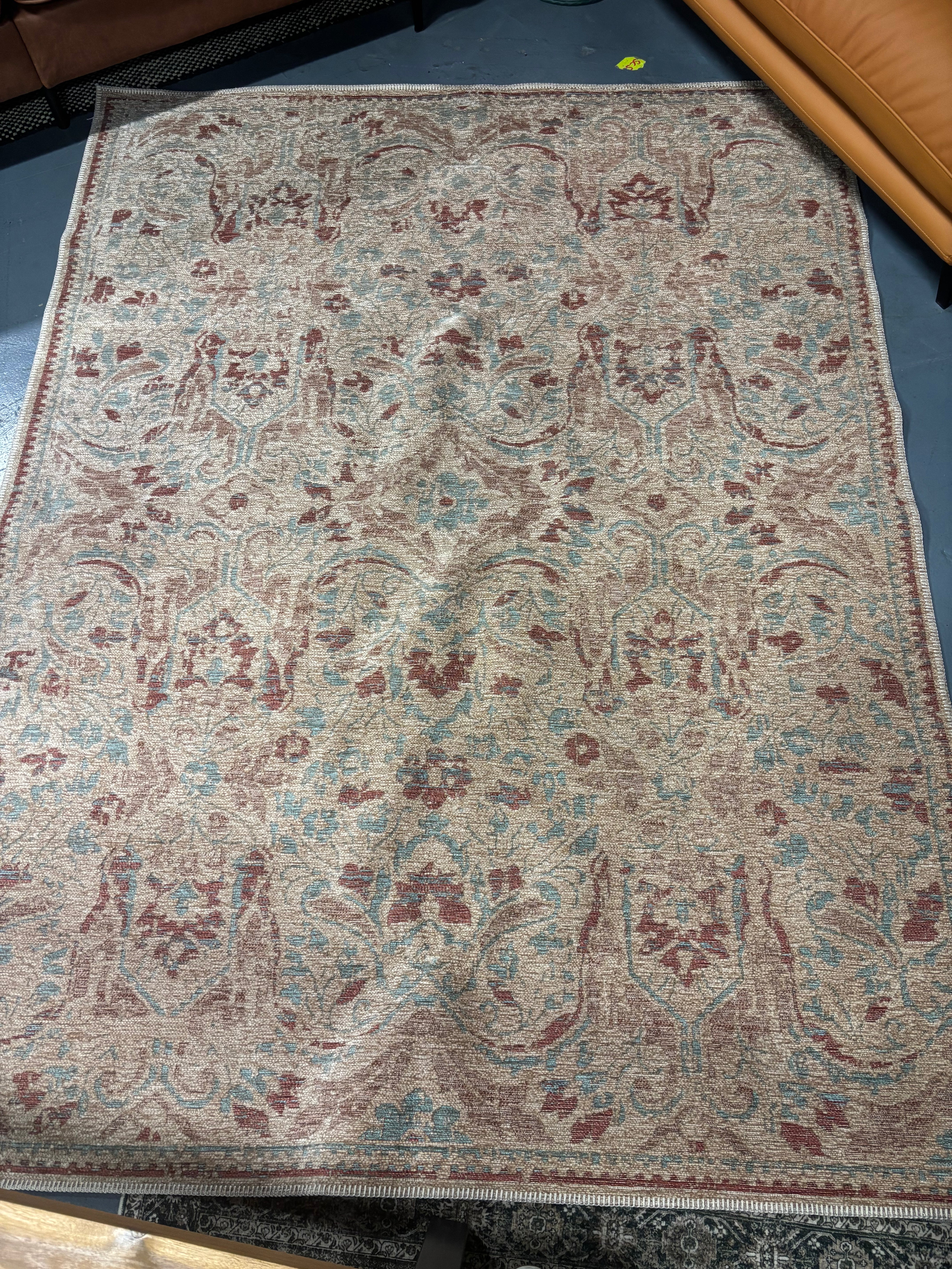 5'1" x 6'11" Ornate Persian Outdoor Area Rug - Orange SHOWROOM ITEM