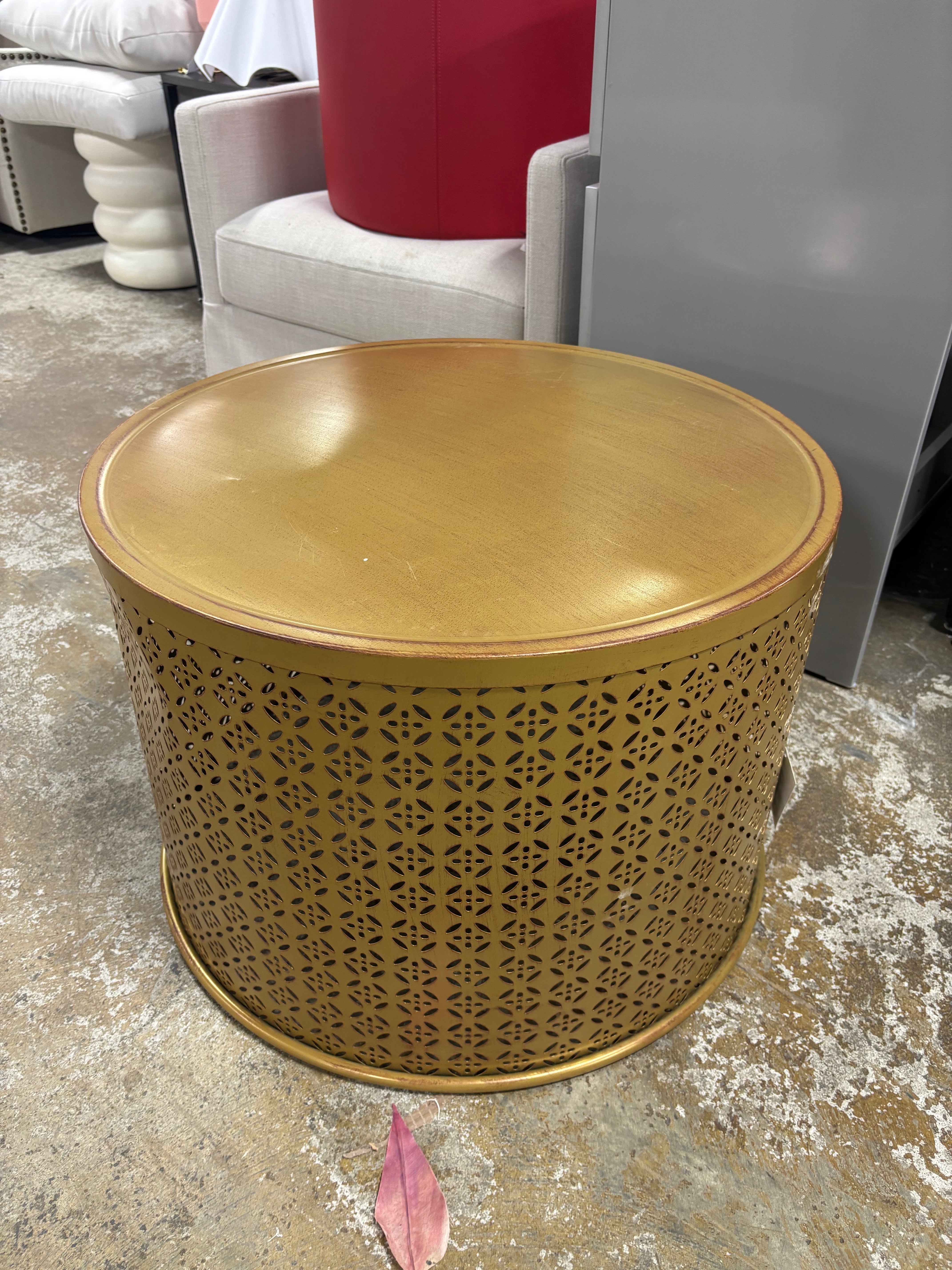 Noxon Boho Lace Cut Iron Coffee Table - Gold Brushed Brown SHOWROOM ITEM