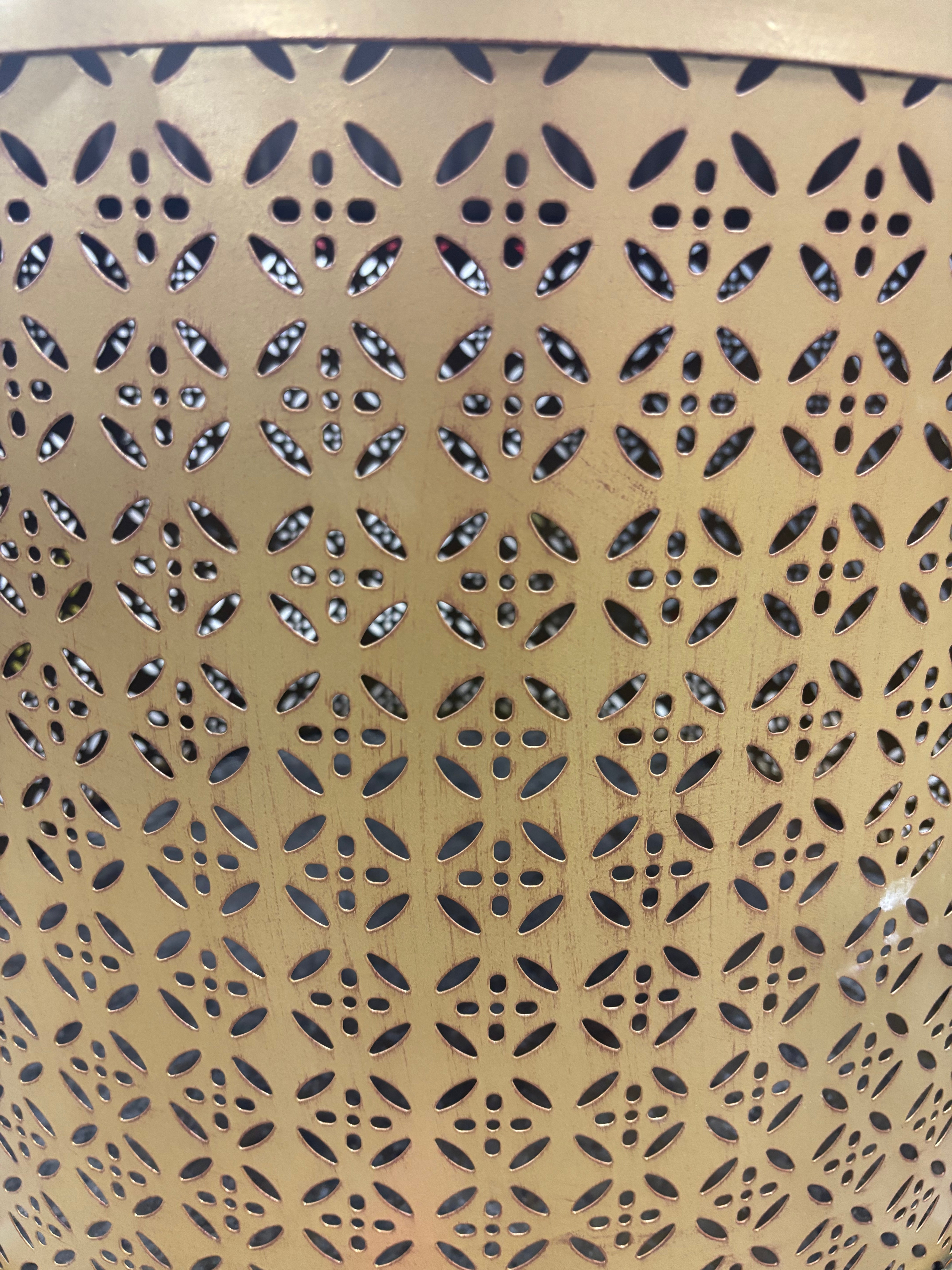 Noxon Boho Lace Cut Iron Coffee Table - Gold Brushed Brown SHOWROOM ITEM
