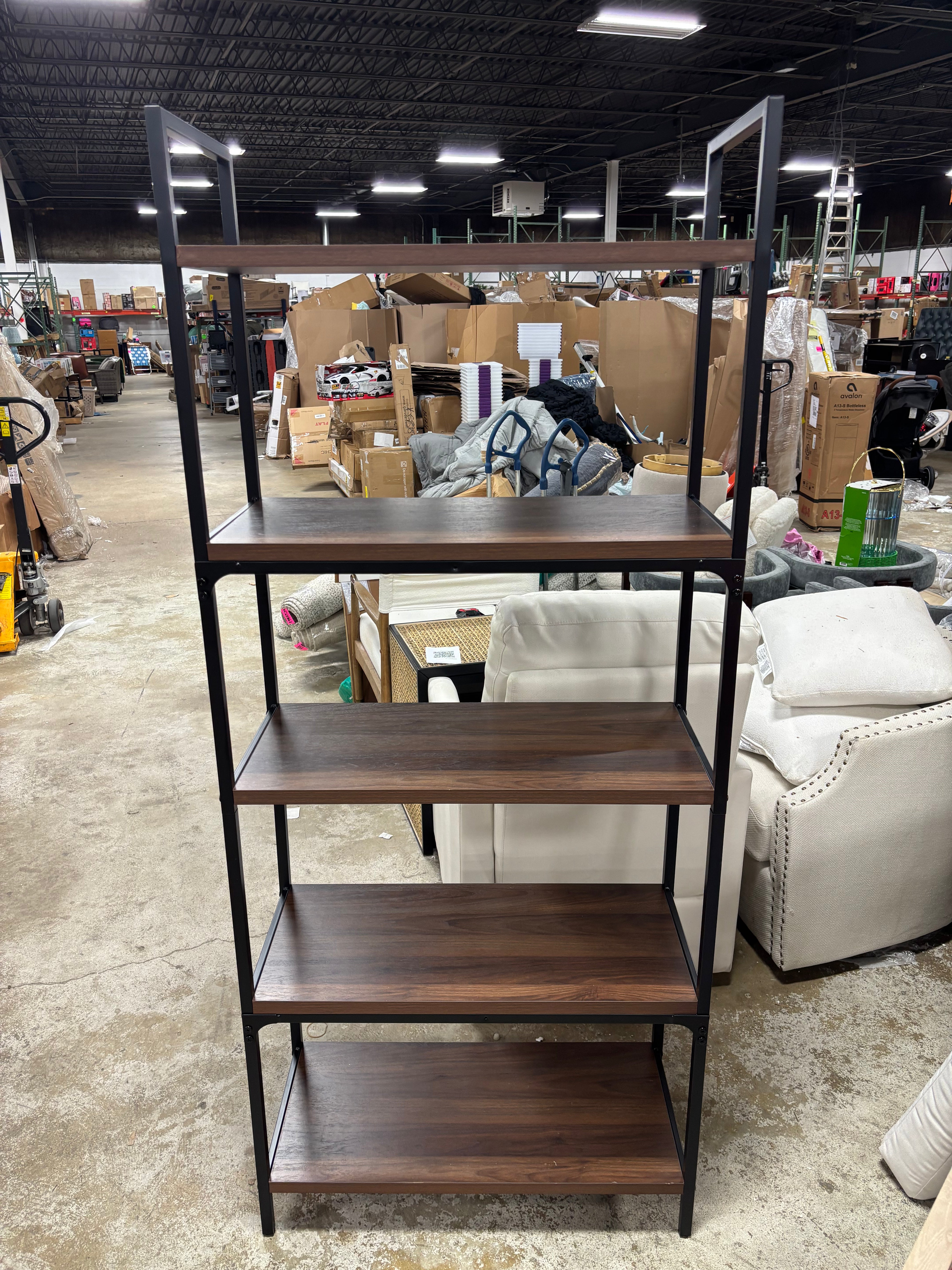 72" Loring 5 Shelf Ladder Bookshelf - Walnut SHOWROOM ITEM