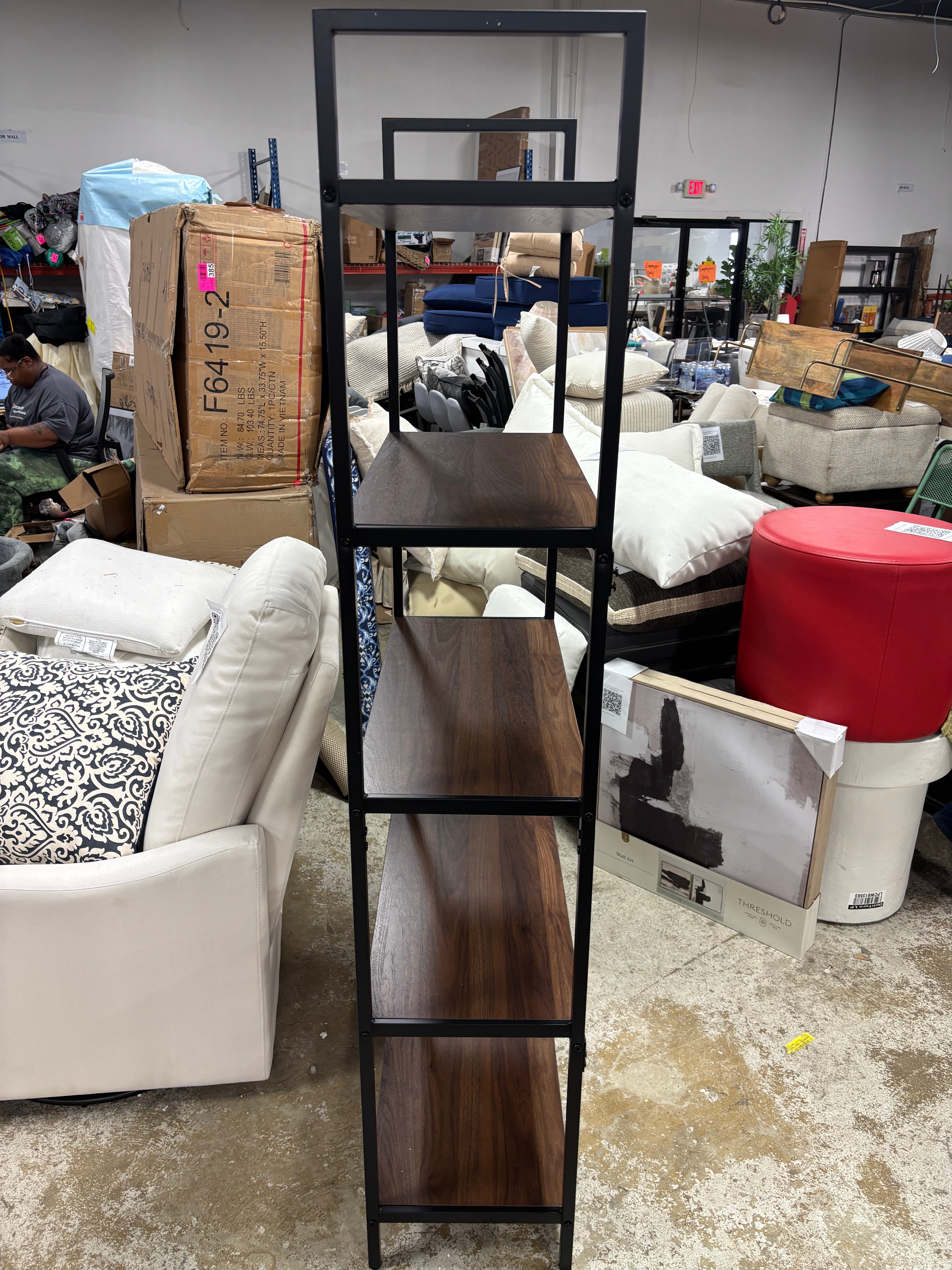 72" Loring 5 Shelf Ladder Bookshelf - Walnut SHOWROOM ITEM