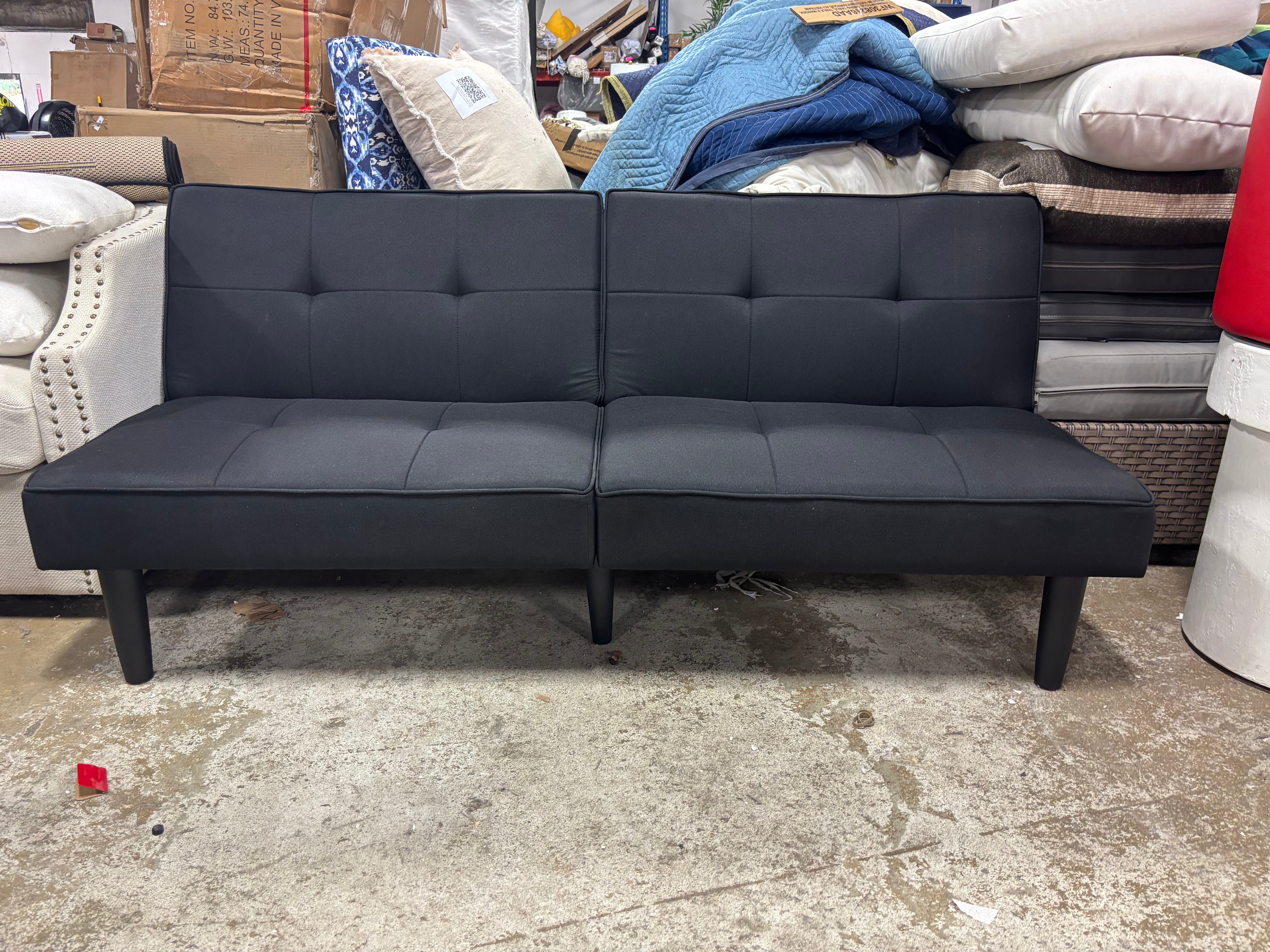 69" Tufted Dorm Futon Sofa - Black SHOWROOM ITEM