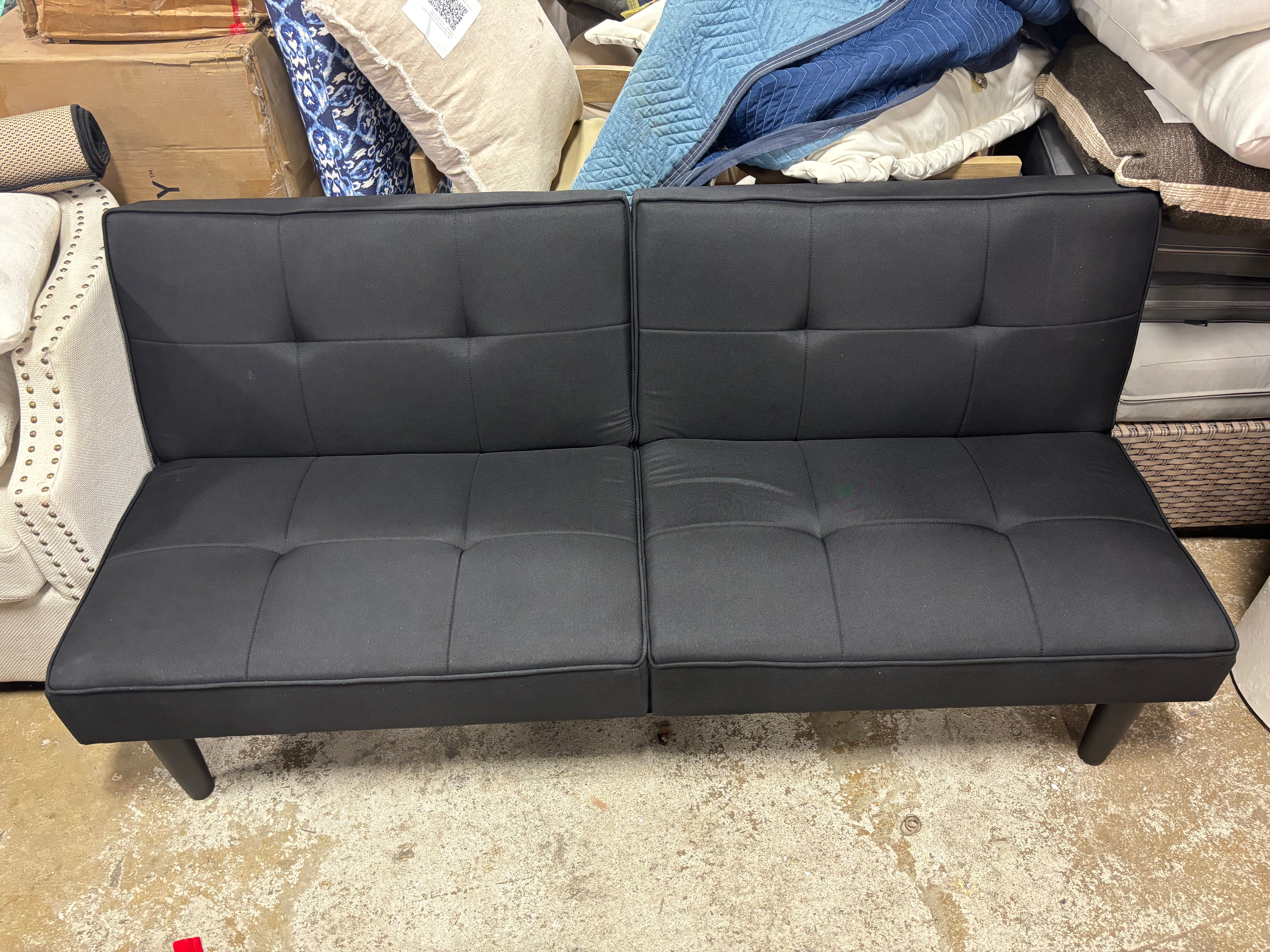 69" Tufted Dorm Futon Sofa - Black SHOWROOM ITEM