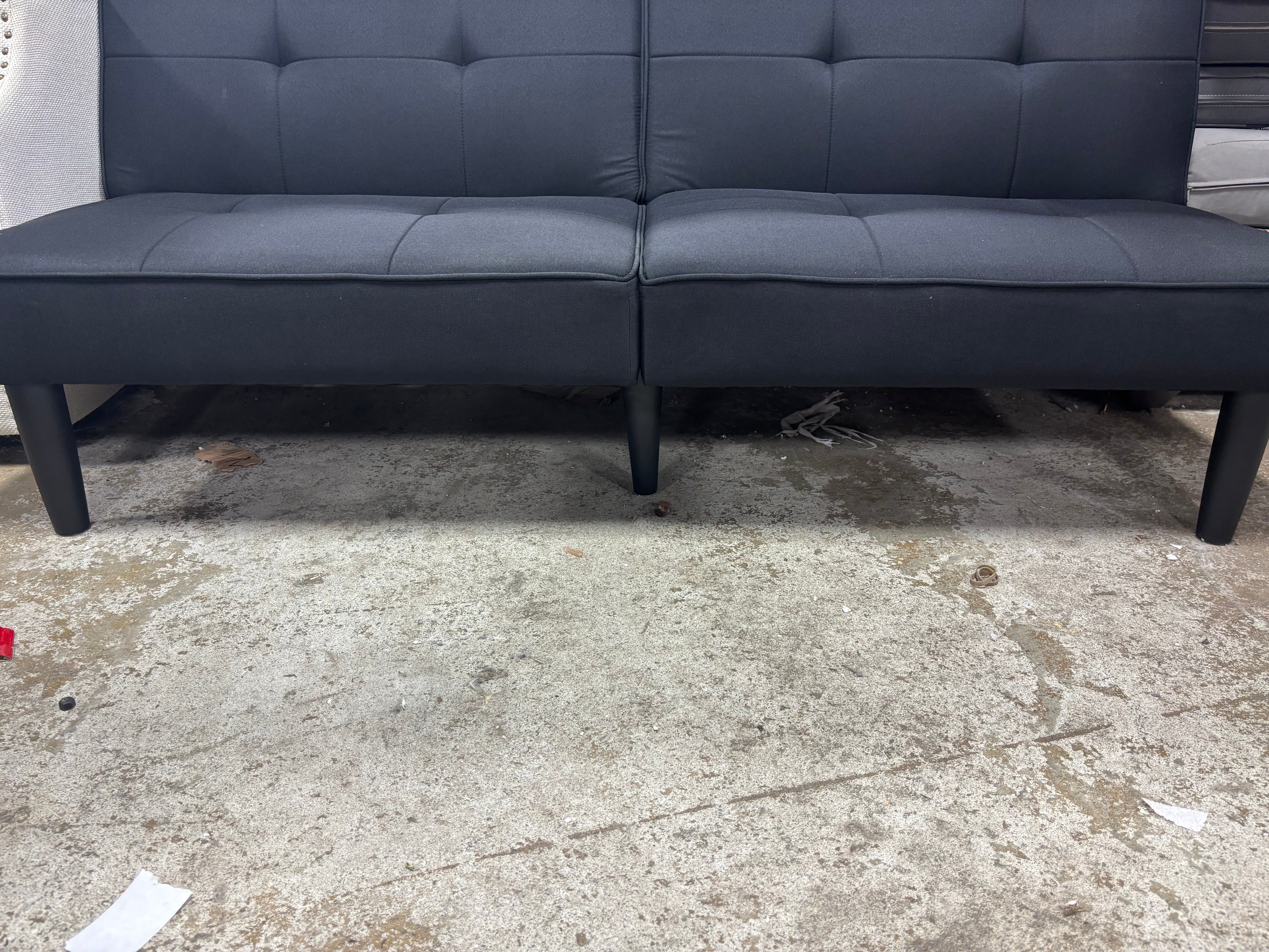69" Tufted Dorm Futon Sofa - Black SHOWROOM ITEM