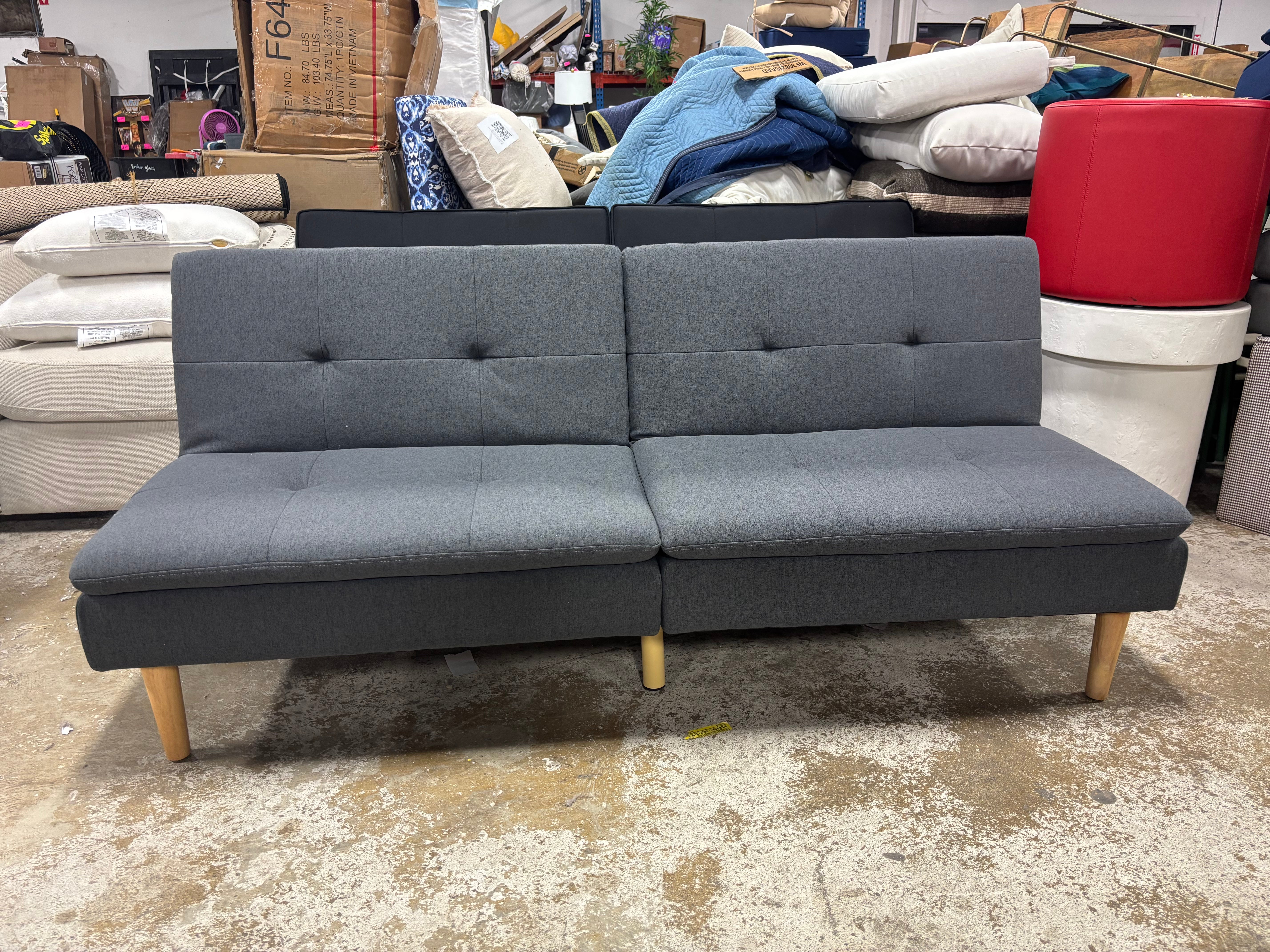 69" Tufted Dorm Futon Sofa - Dark Grey SHOWROOM ITEM