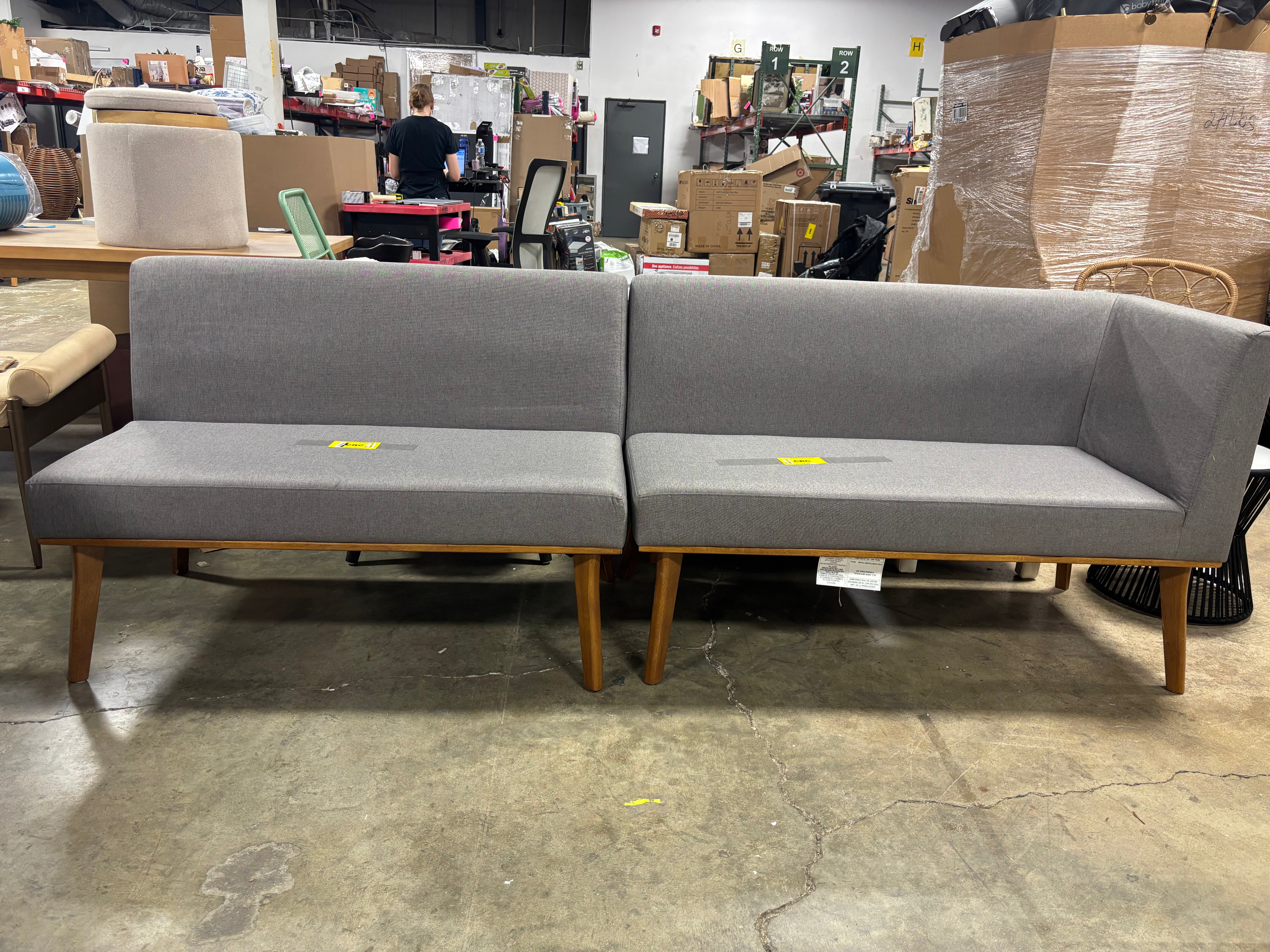 2pc Odessa Mid-Century Modern Dining Nook Banquette Set SHOWROOM ITEM