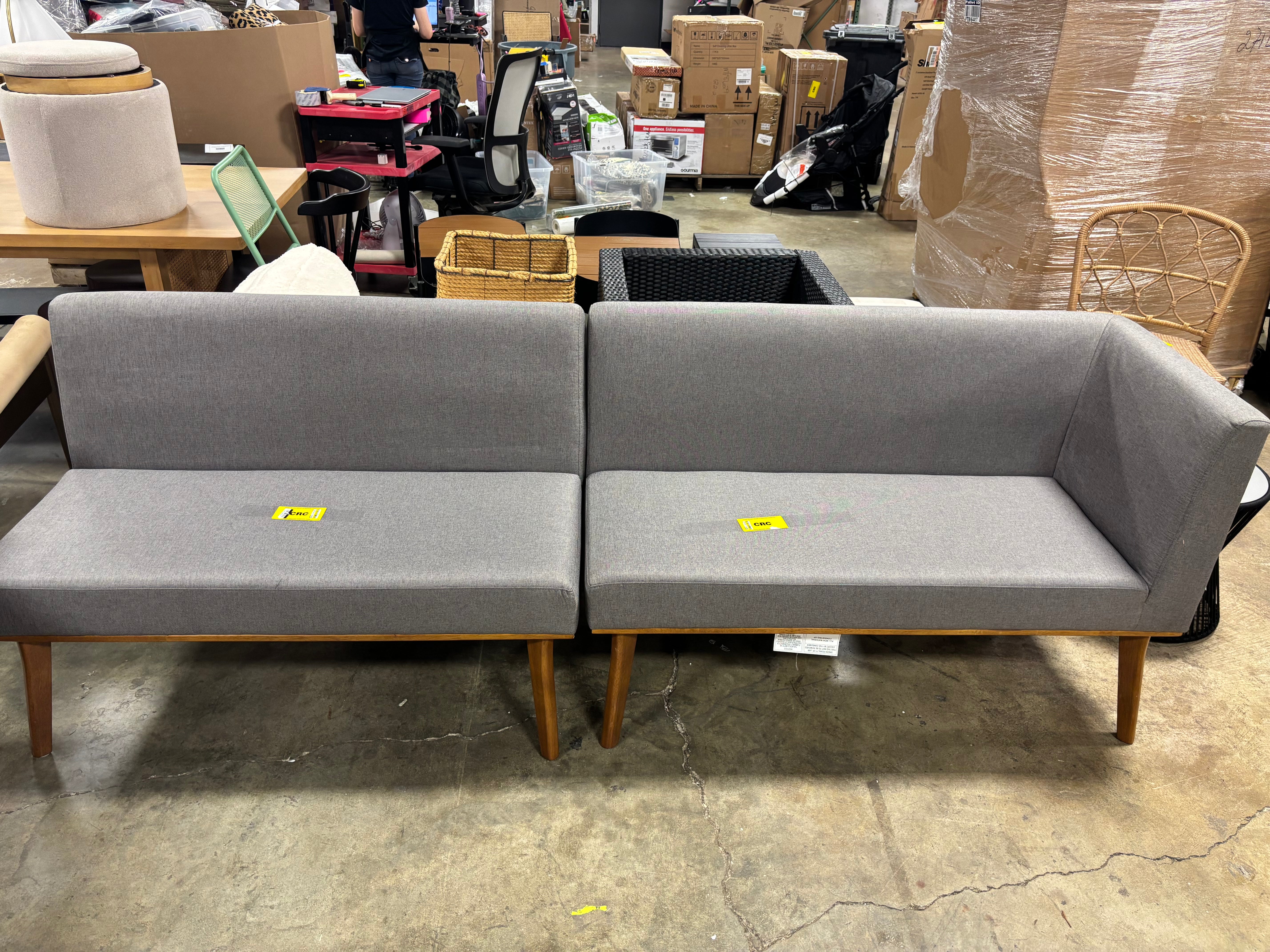 2pc Odessa Mid-Century Modern Dining Nook Banquette Set SHOWROOM ITEM
