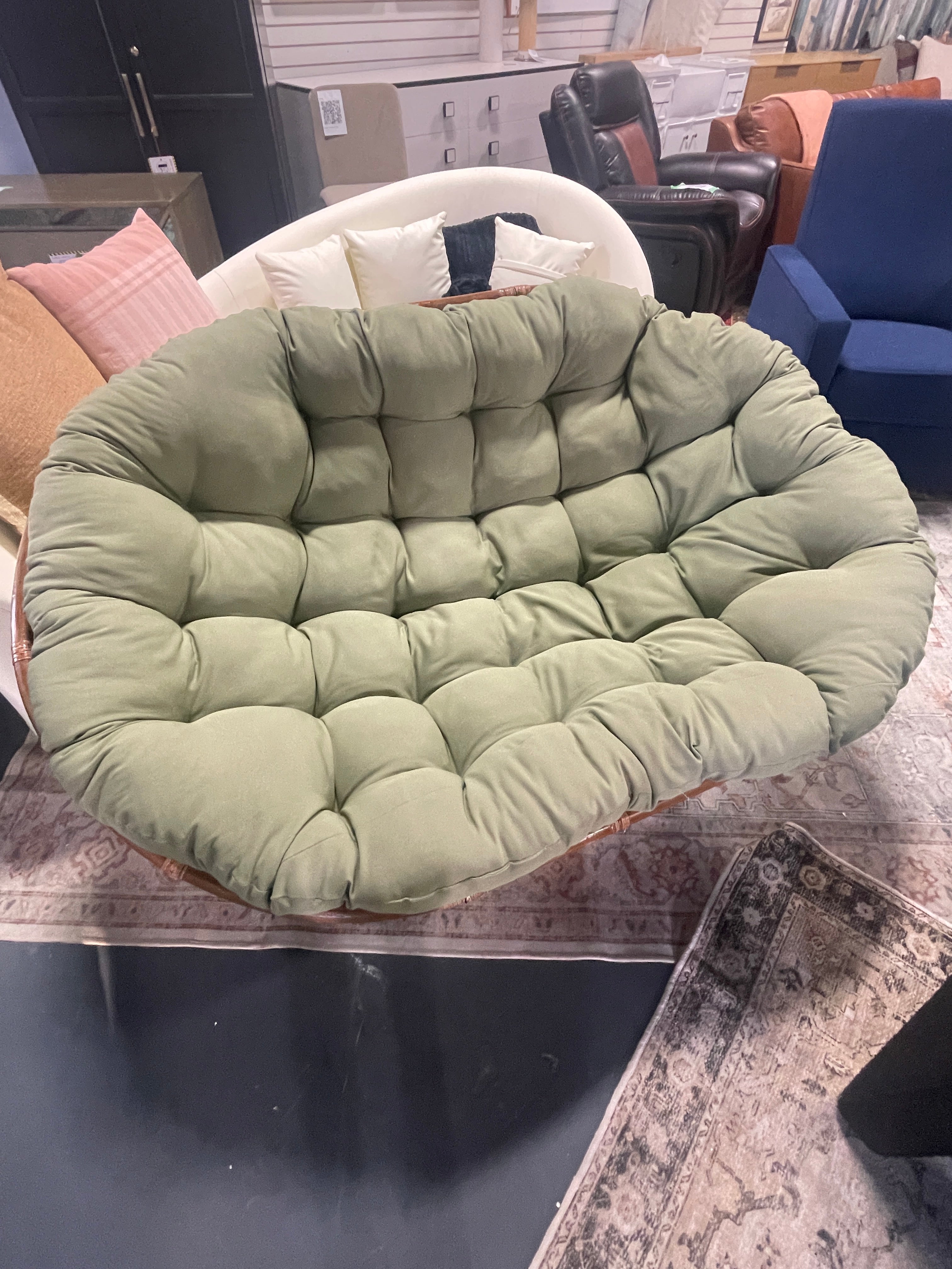 63"x45" Double Papasan with Twill Cushion SHOWROOM ITEM ONLY