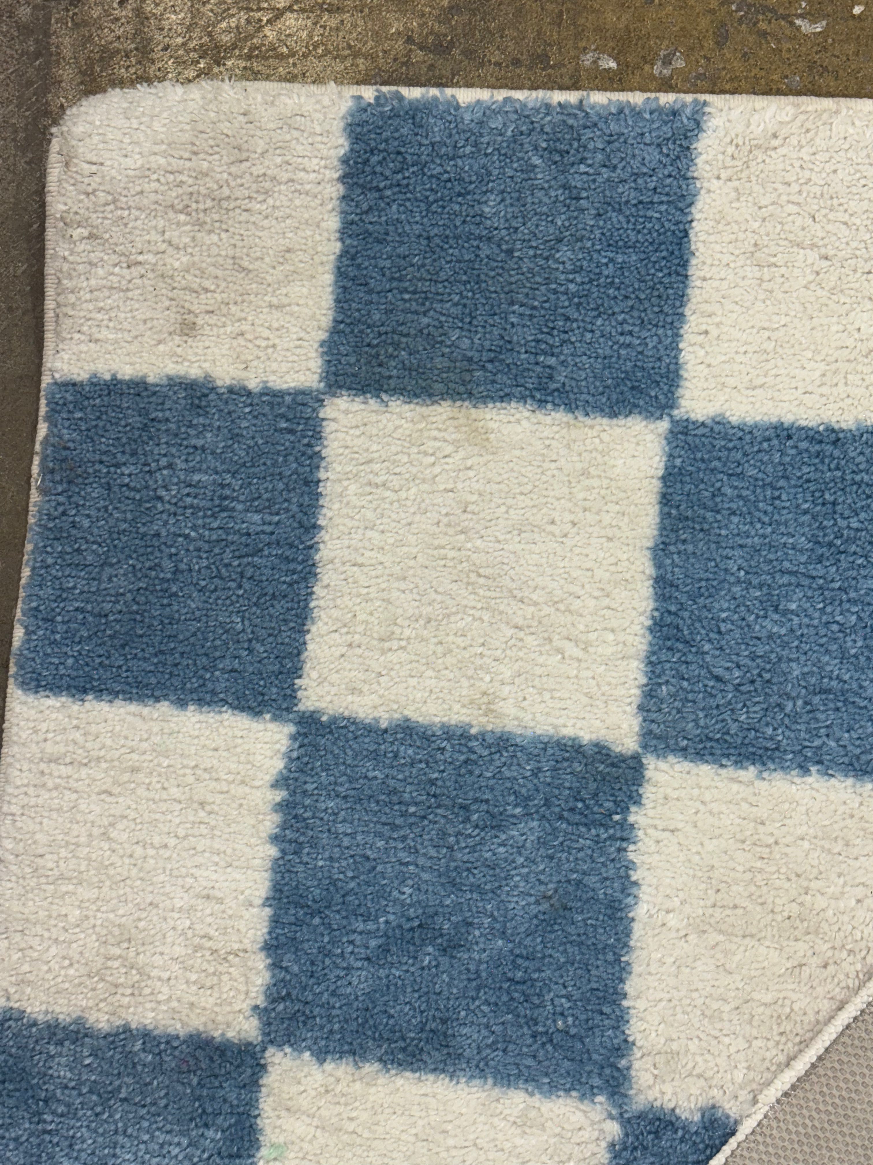 4' x 5'5" Kids' Area Rug Checker - Blue SHOWROOM ITEM