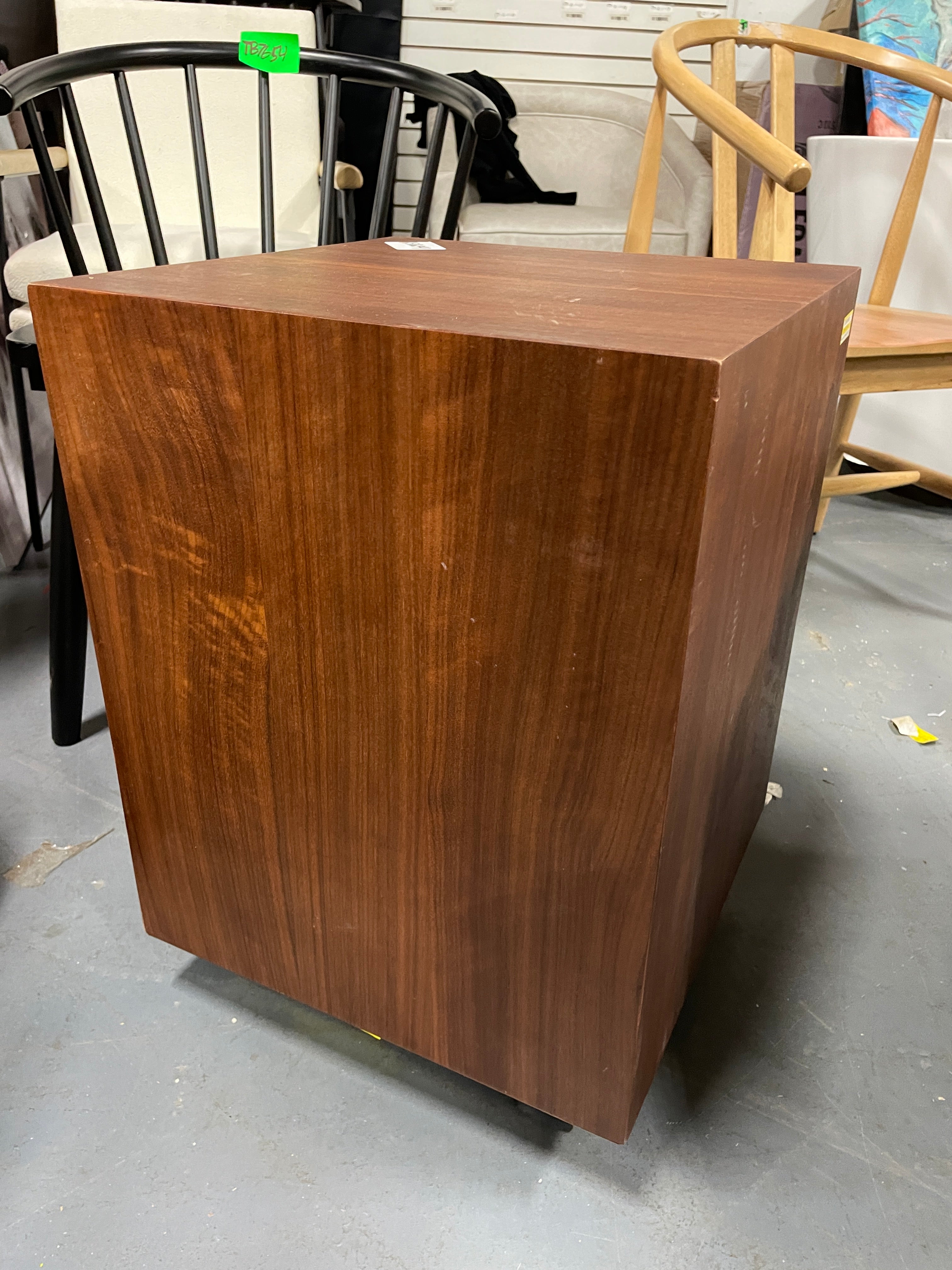 Wood and Metal Plinth Accent Table