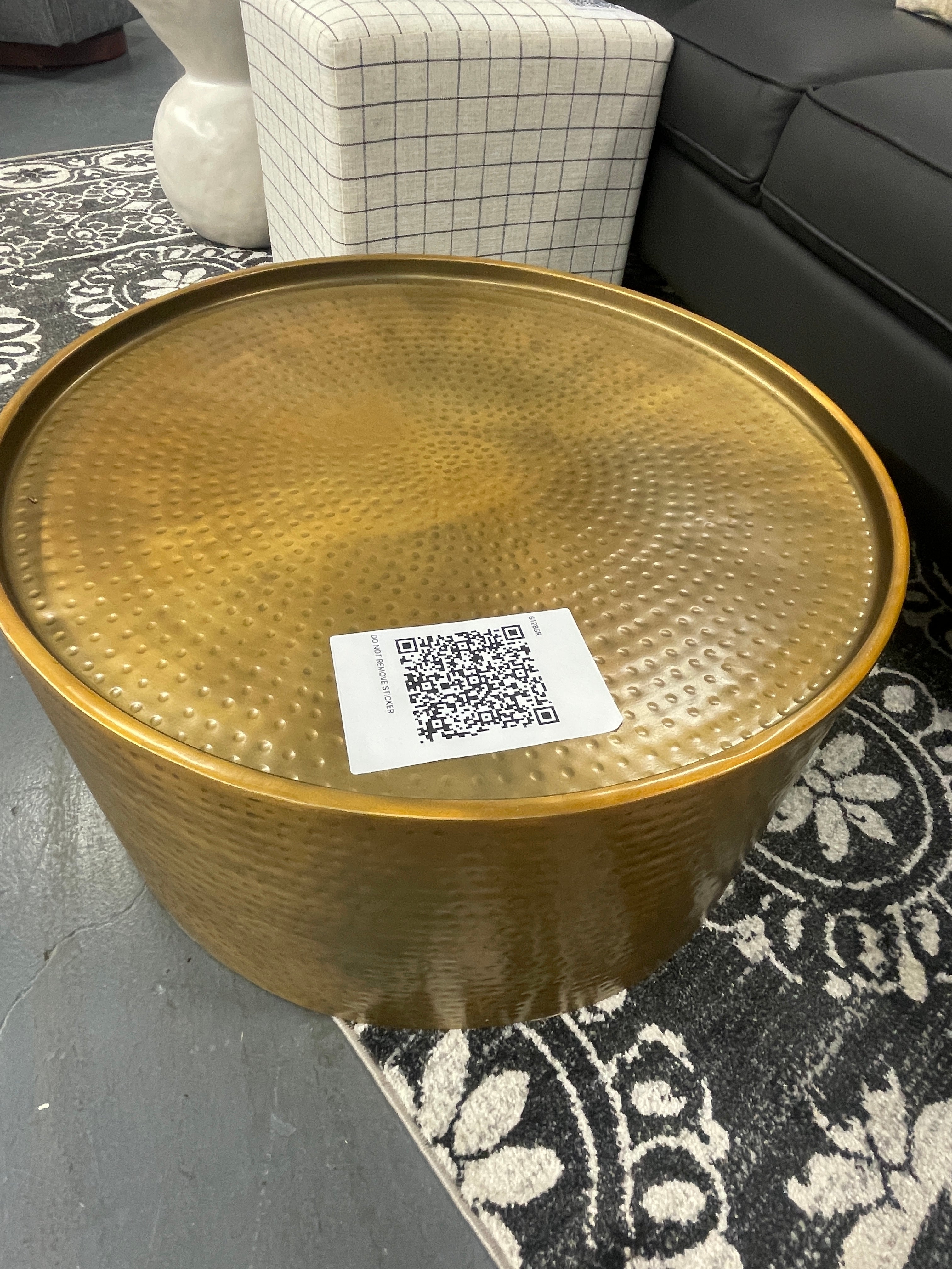 Manila Round Hammered Drum Coffee Table SHOWROOM ITEM