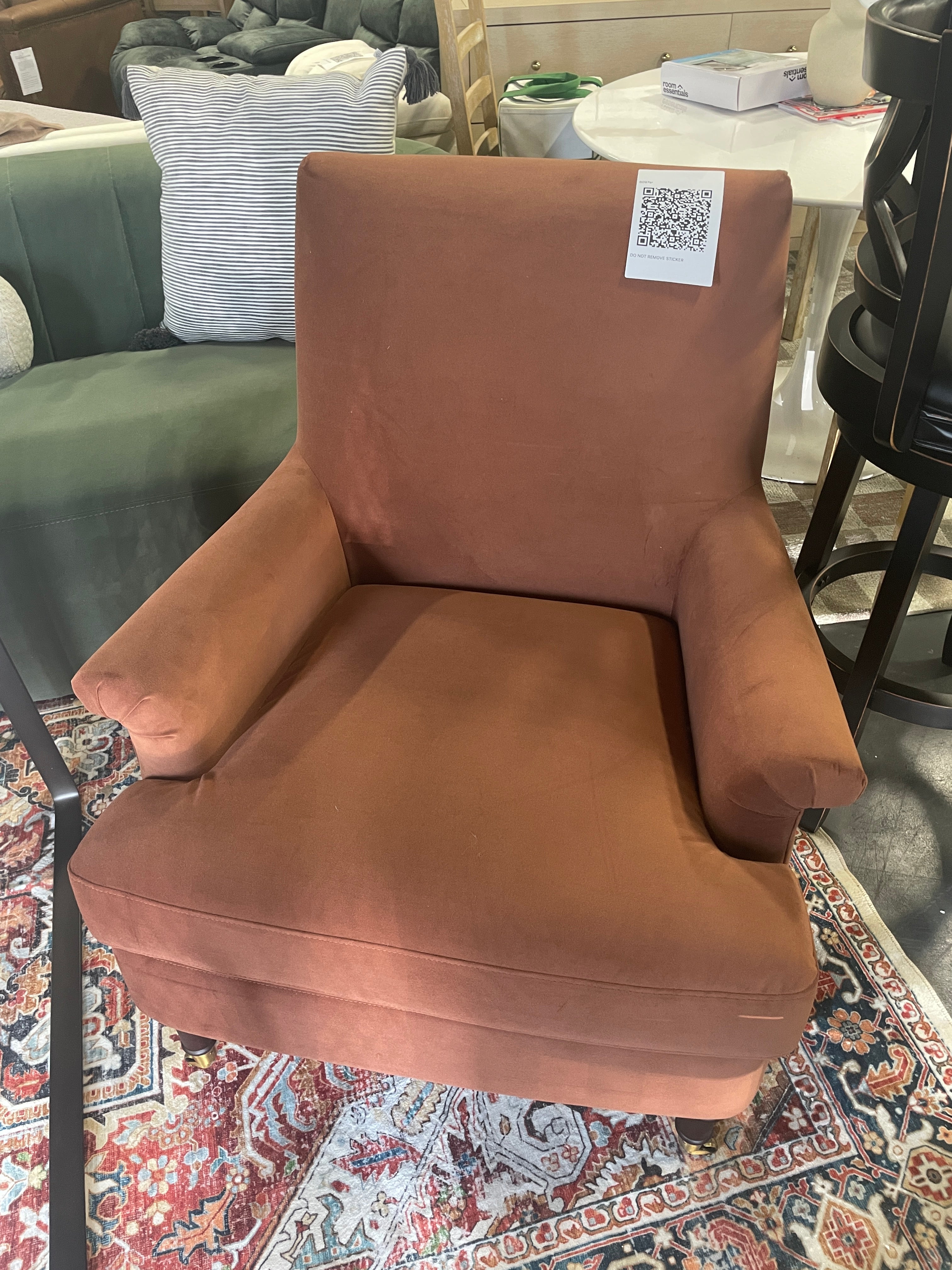 Mercer Rolled Upholstered Armchair with Casters SHOWROOM ITEM