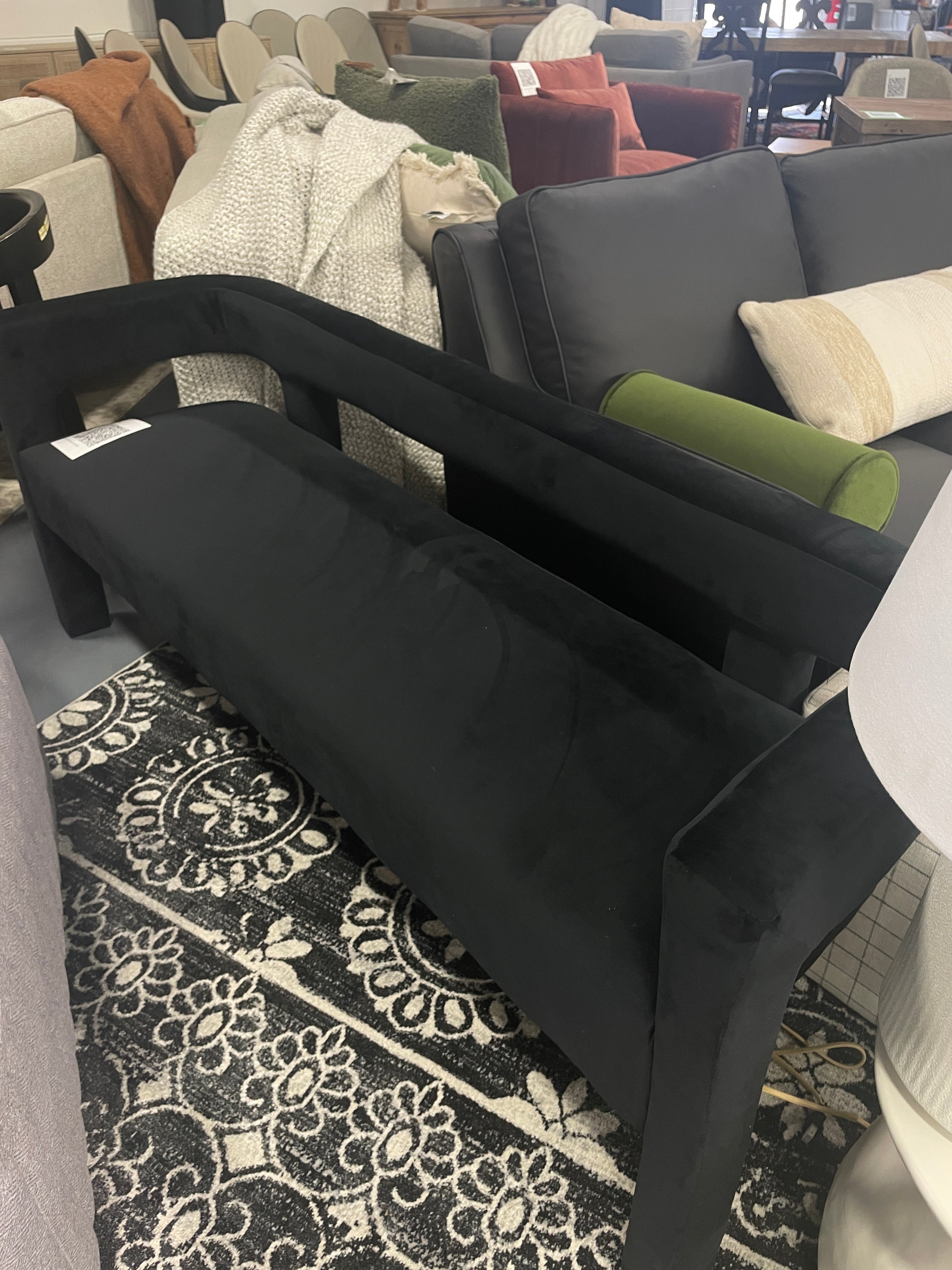Velvet Upholstered Bench SHOWROOM ITEM