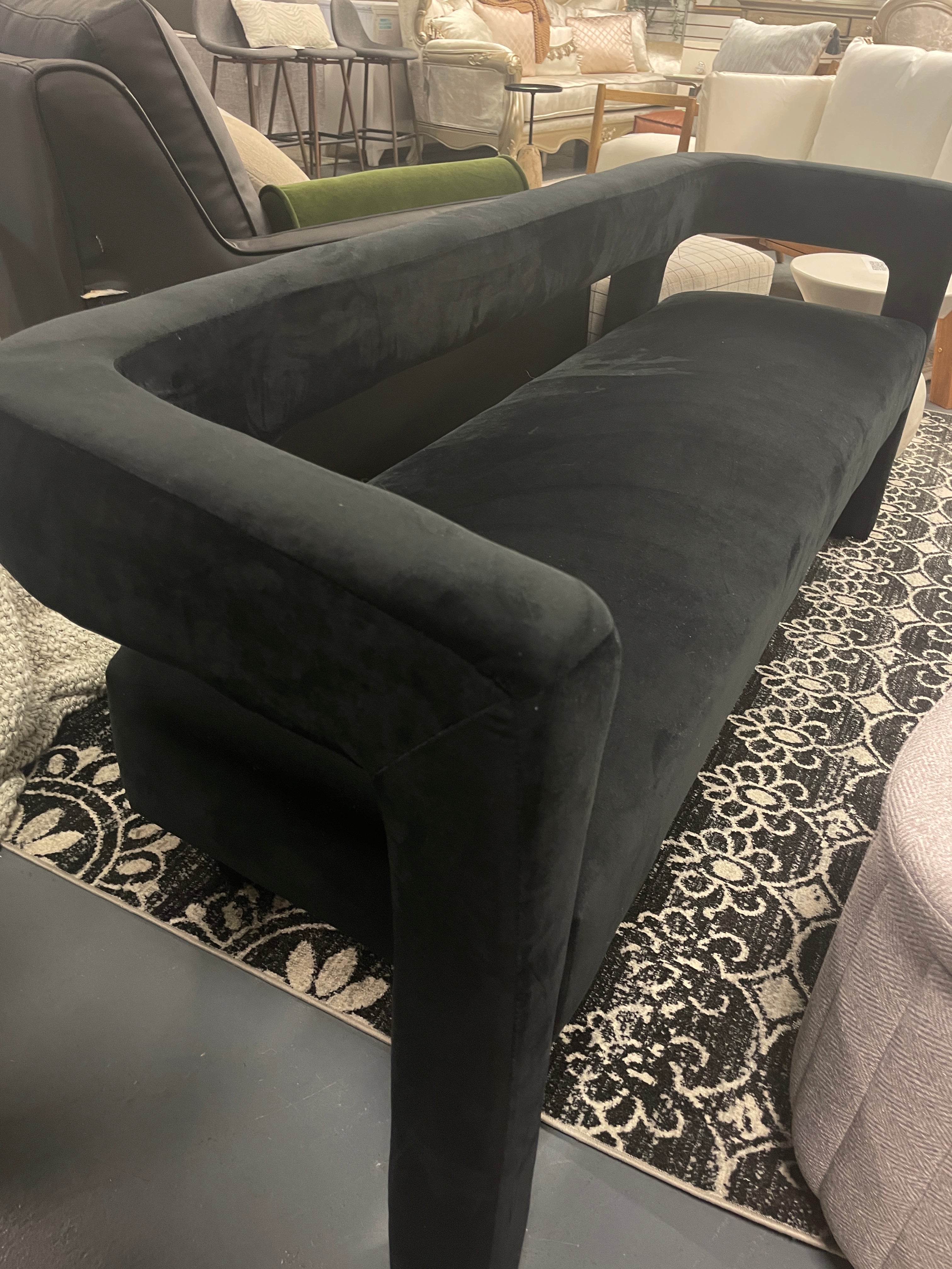Velvet Upholstered Bench SHOWROOM ITEM