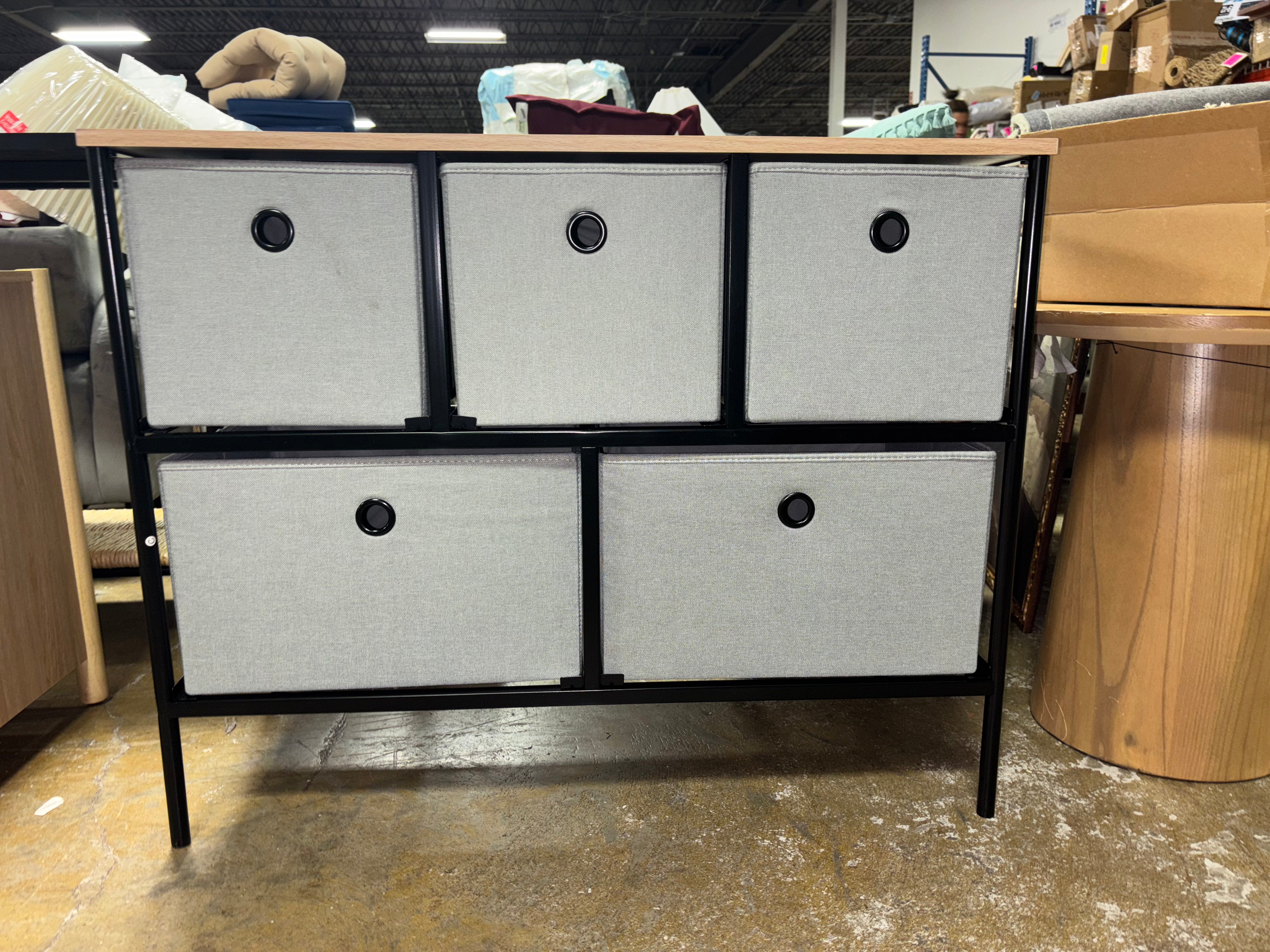 36" Wide Fabric 5-Bin Dresser - Black Frame Showroom Item