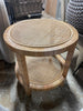 Bella Mahogany Wood and Natural Rattan 2 Tier End Table Natural Brown SHOWROOM ITEM