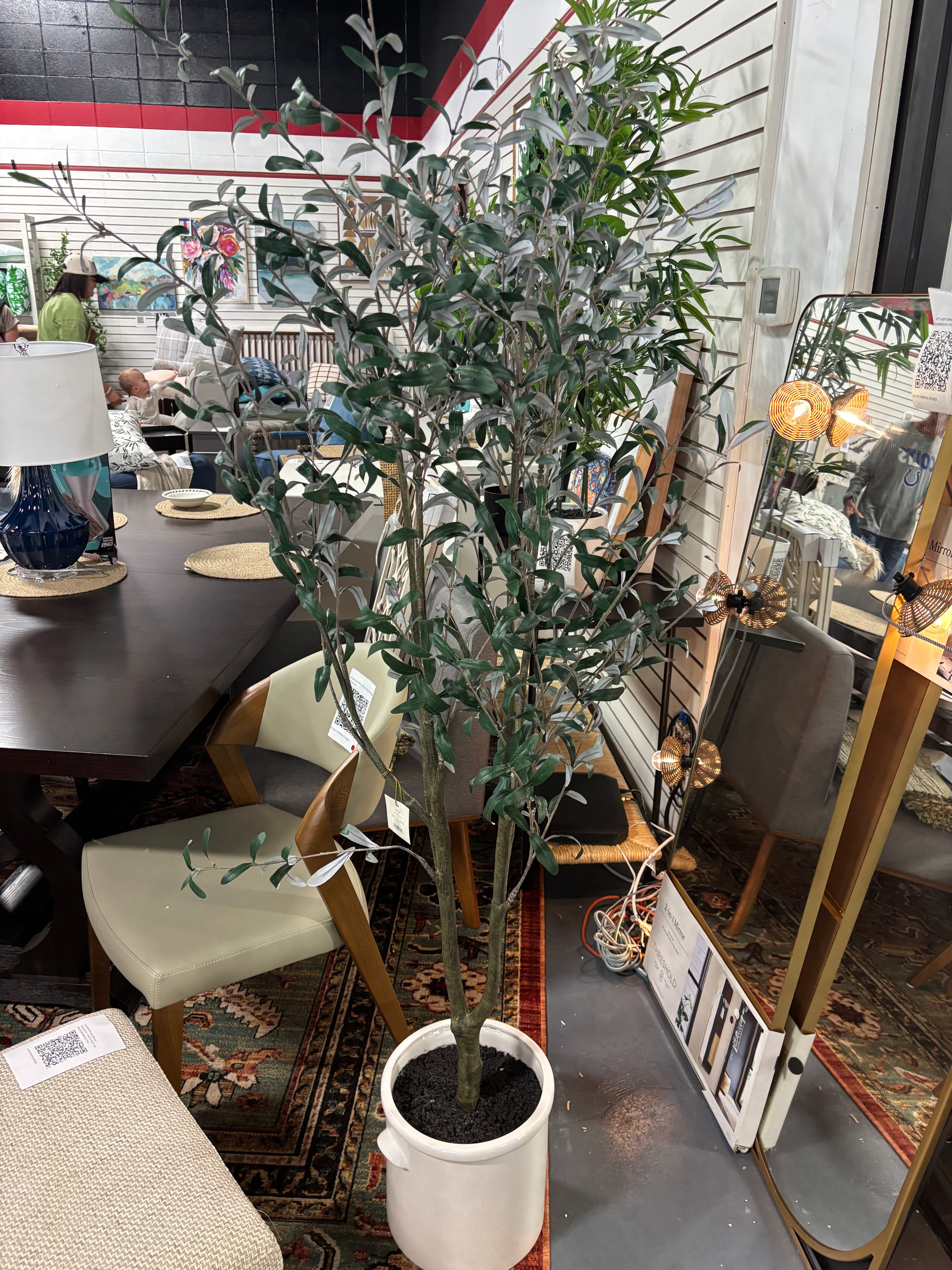 76.5"x 30" Artificial Olive Tree in Ceramic Pot SHOWROOM ITEM