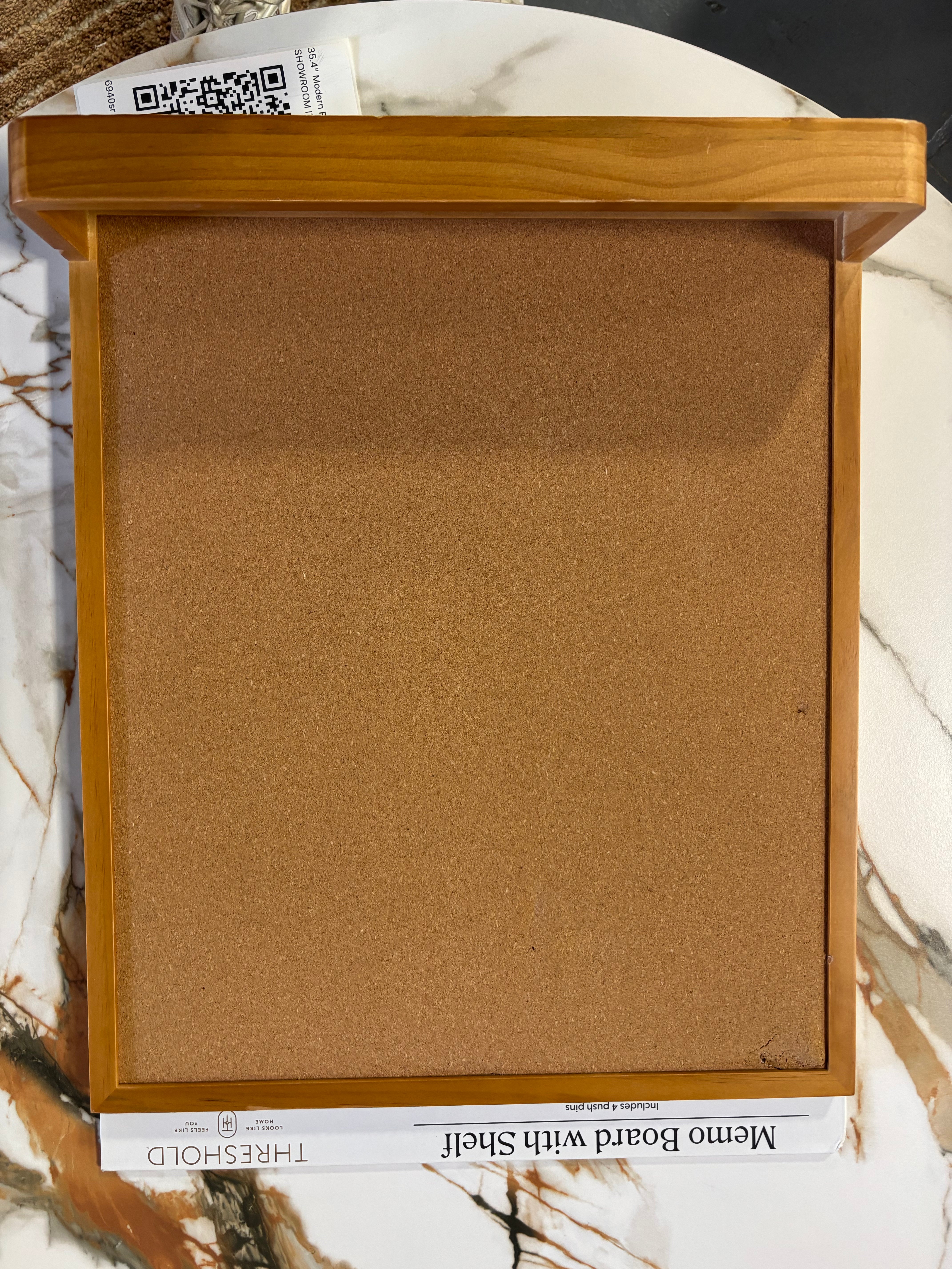 17"x20" Memo Board with Shelf - Brown SHOWROOM ITEM