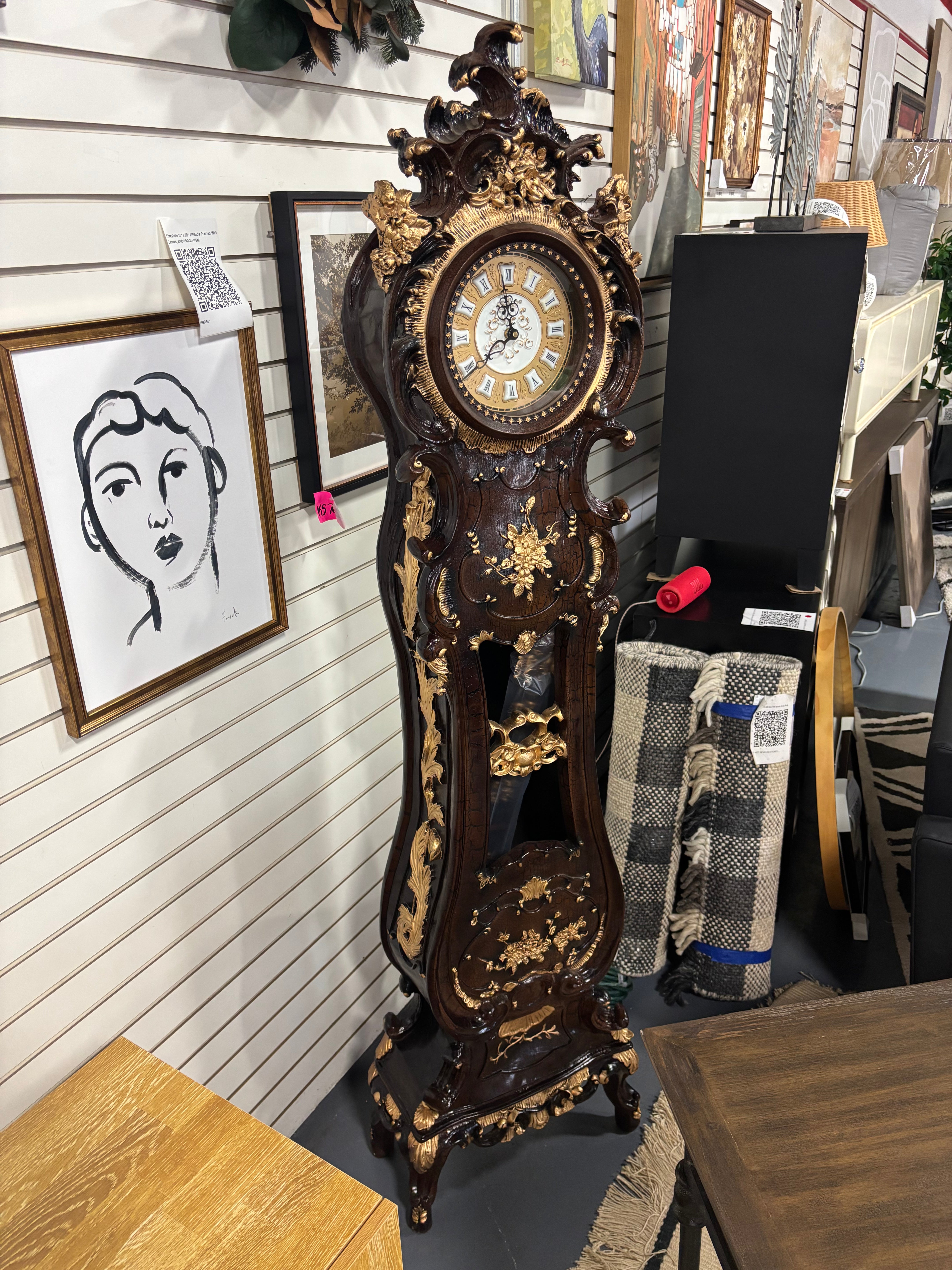 74'' H Polyresin Grandfather Clock with Adjustable Chime Volume SHOWROOM ITEM
